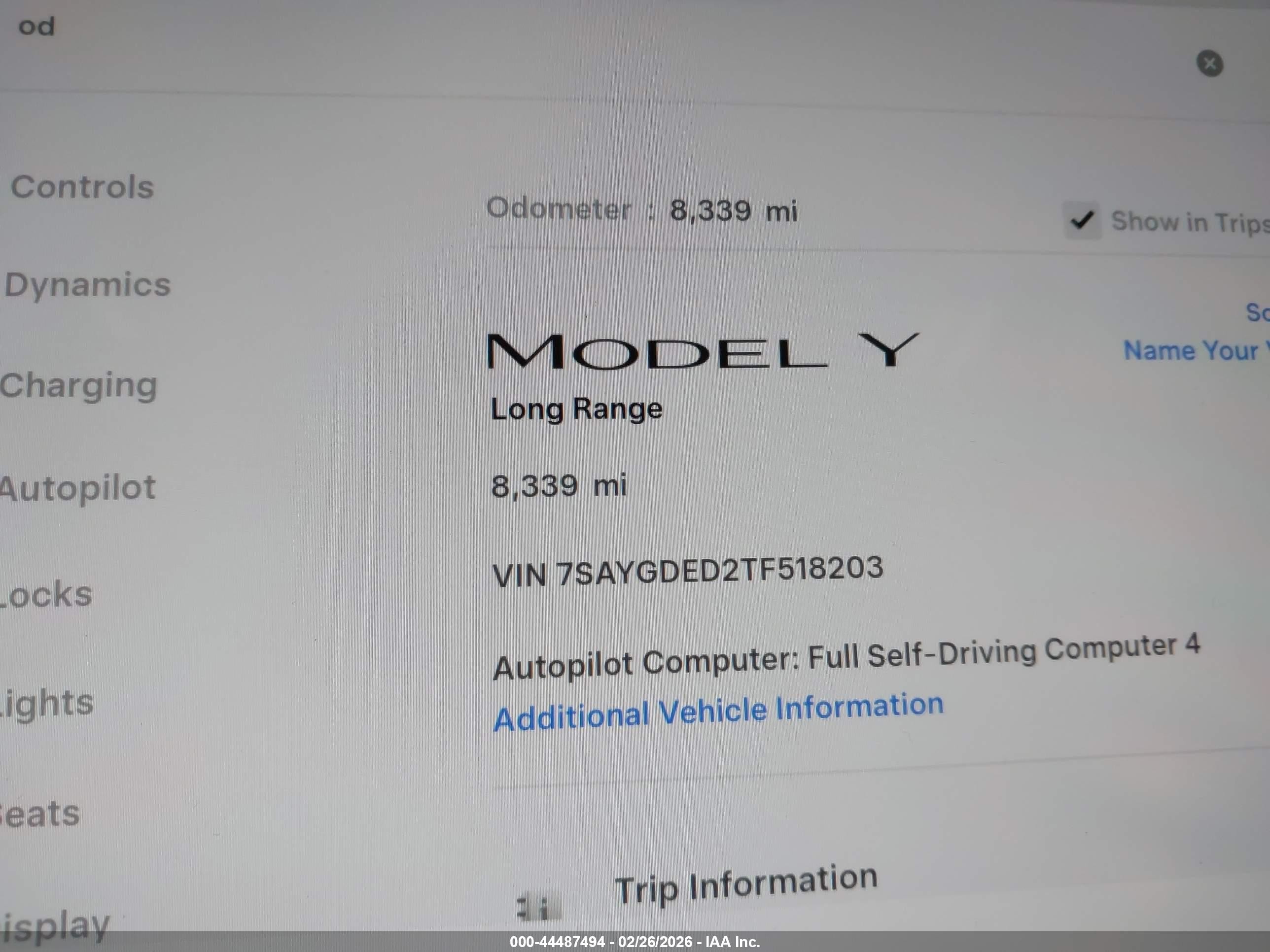 2026 Tesla Model Y Premium Rear-wheel Drive/standard Rear-wheel Drive Black vin: 7SAYGDED2TF518203