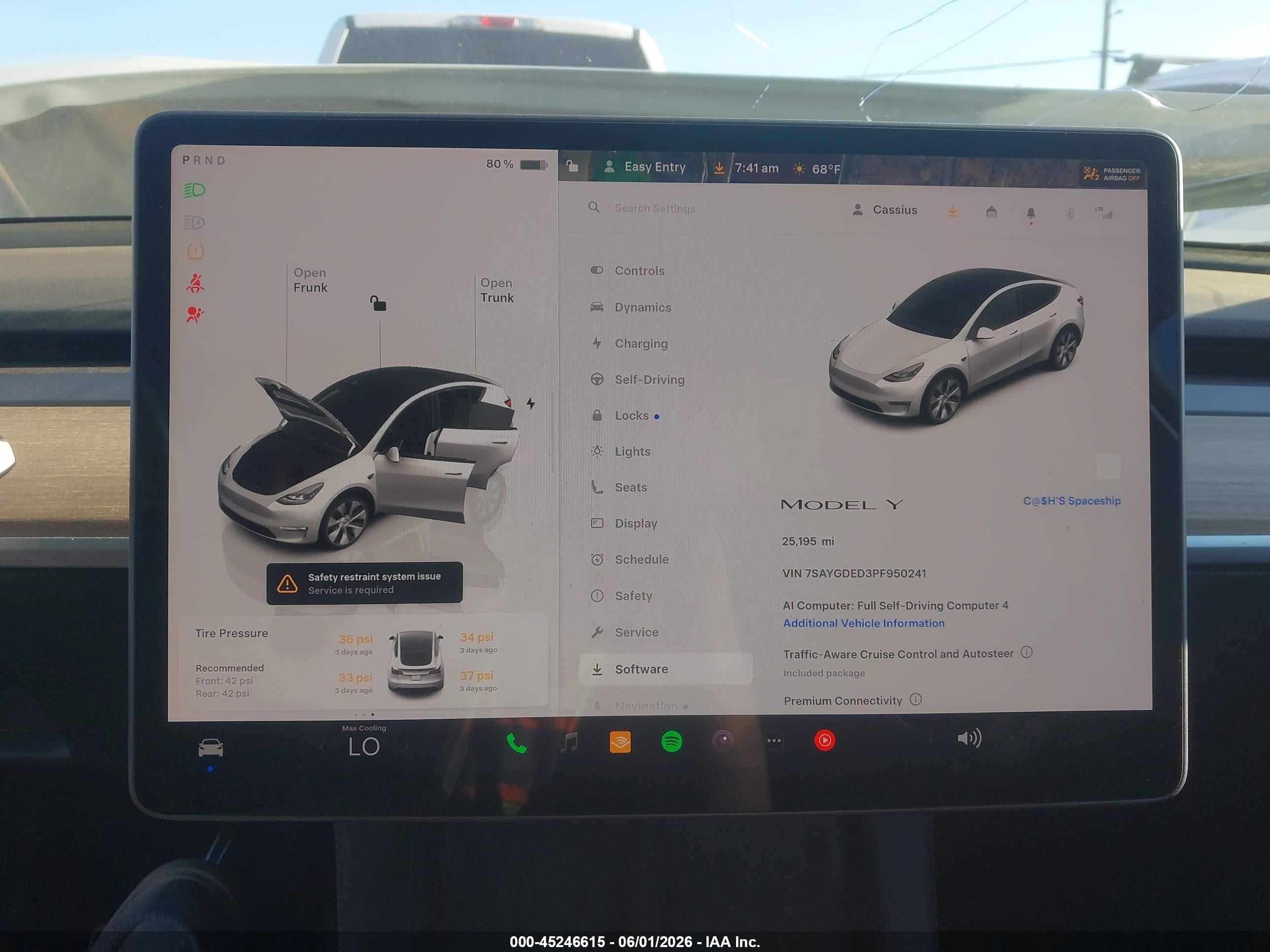 2023 Tesla Model Y Rwd Белый vin: 7SAYGDED3PF950241