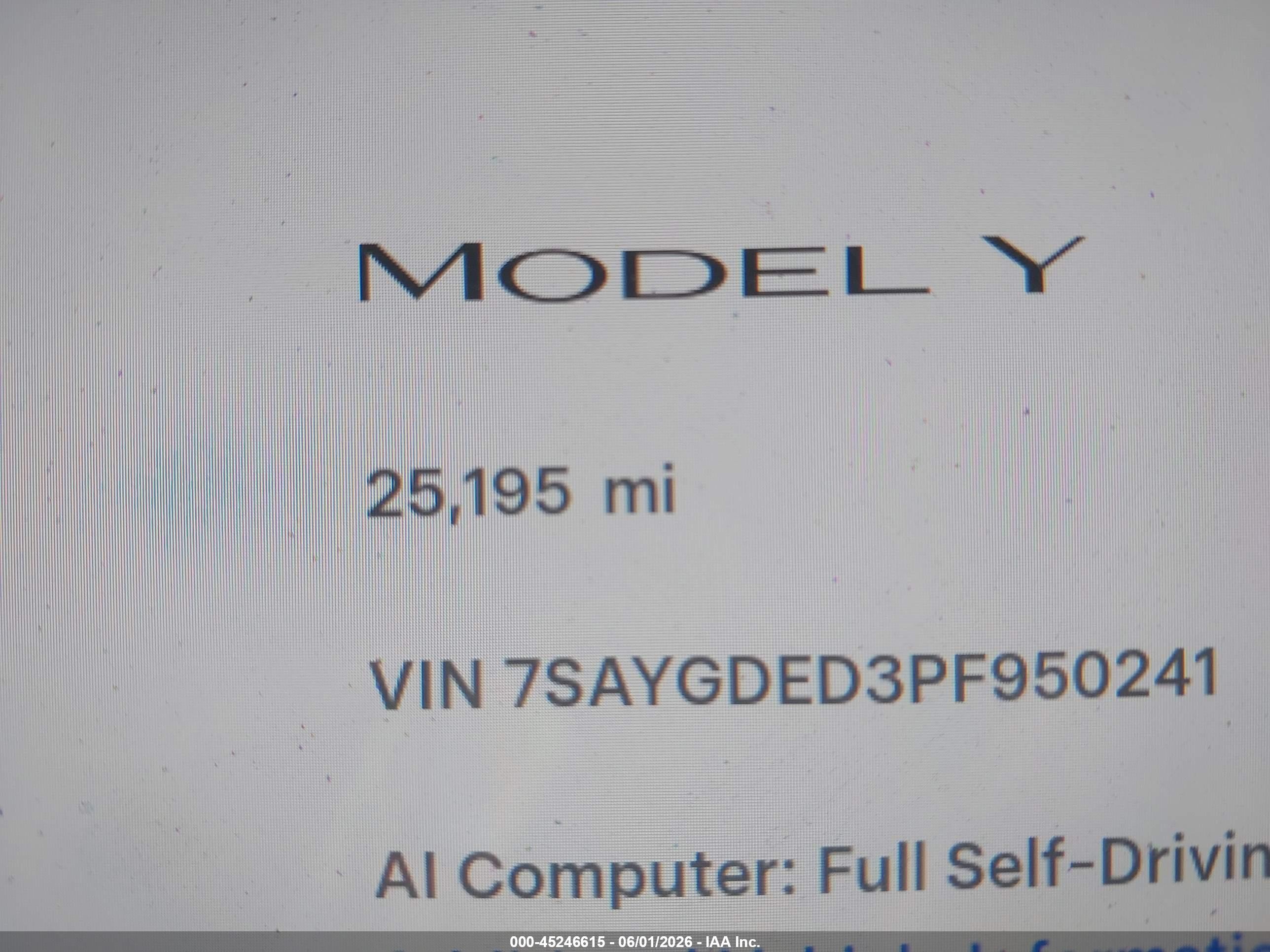 2023 Tesla Model Y Rwd Белый vin: 7SAYGDED3PF950241