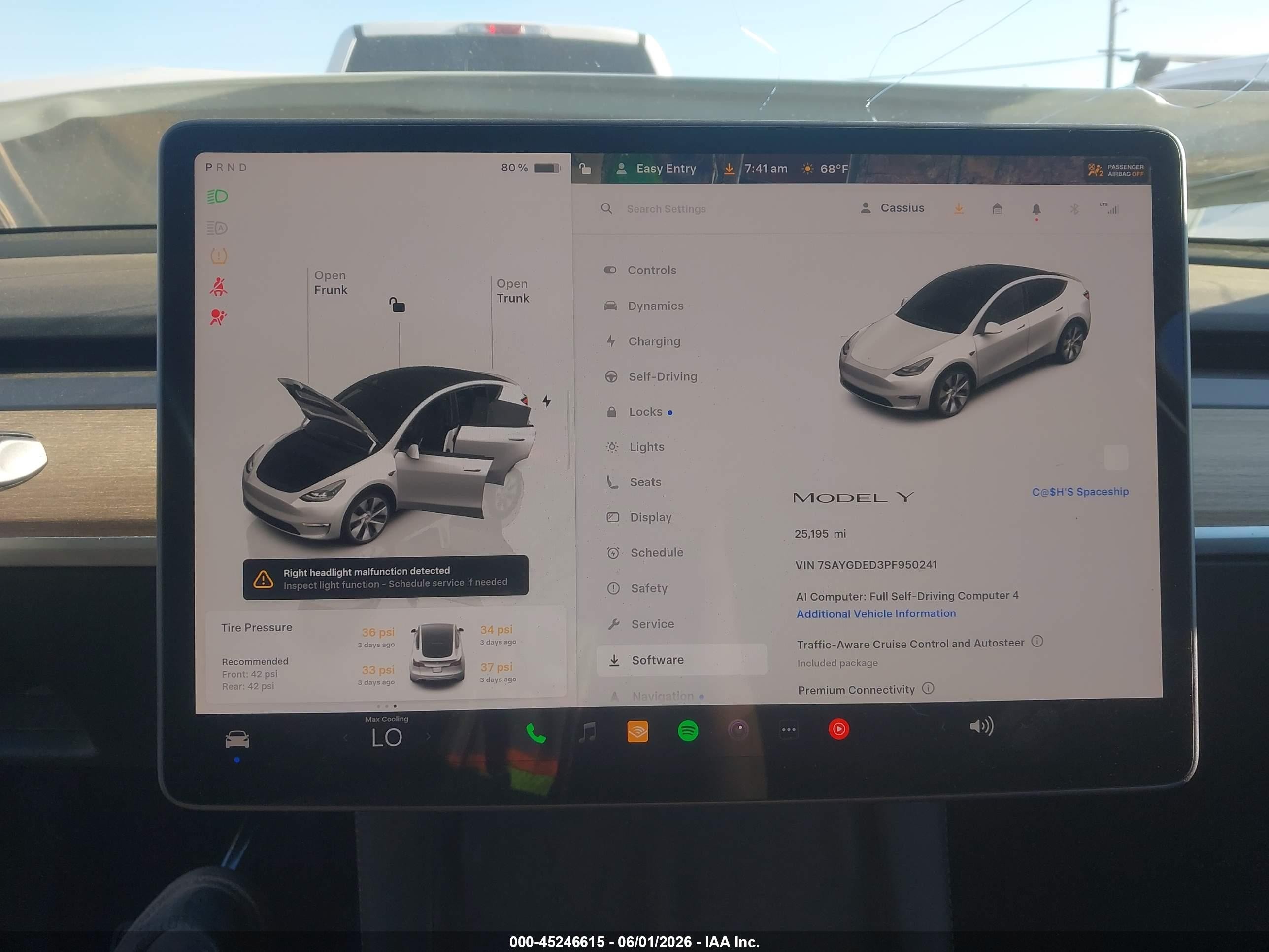 2023 Tesla Model Y Rwd Белый vin: 7SAYGDED3PF950241