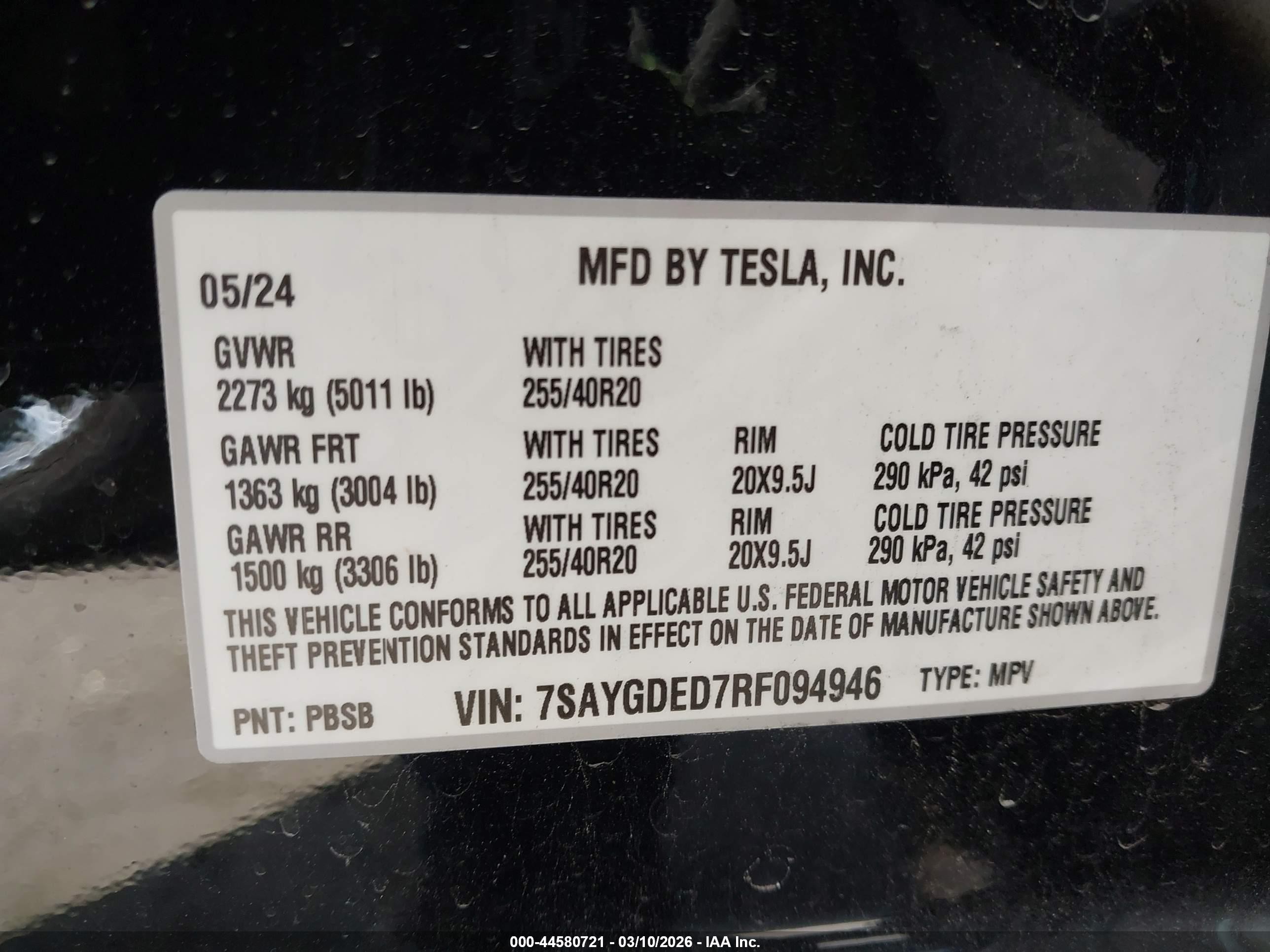2024 Tesla Model Y Long Range Single Motor Rear-wheel Drive/rwd Black vin: 7SAYGDED7RF094946