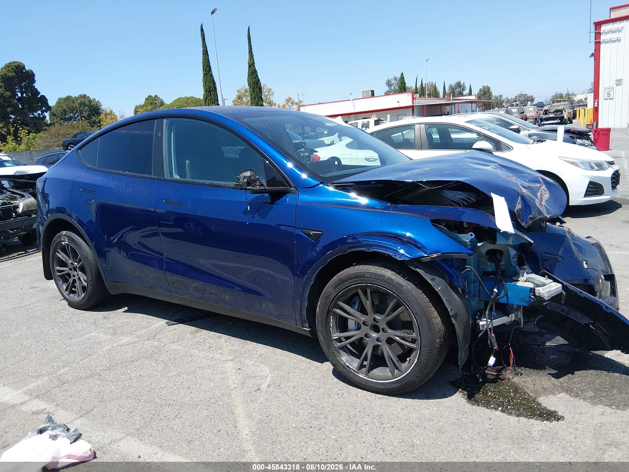 2025 Tesla Model Y Long Range Dual Motor Rear-wheel Drive Blue vin: 7SAYGDED8SF270649