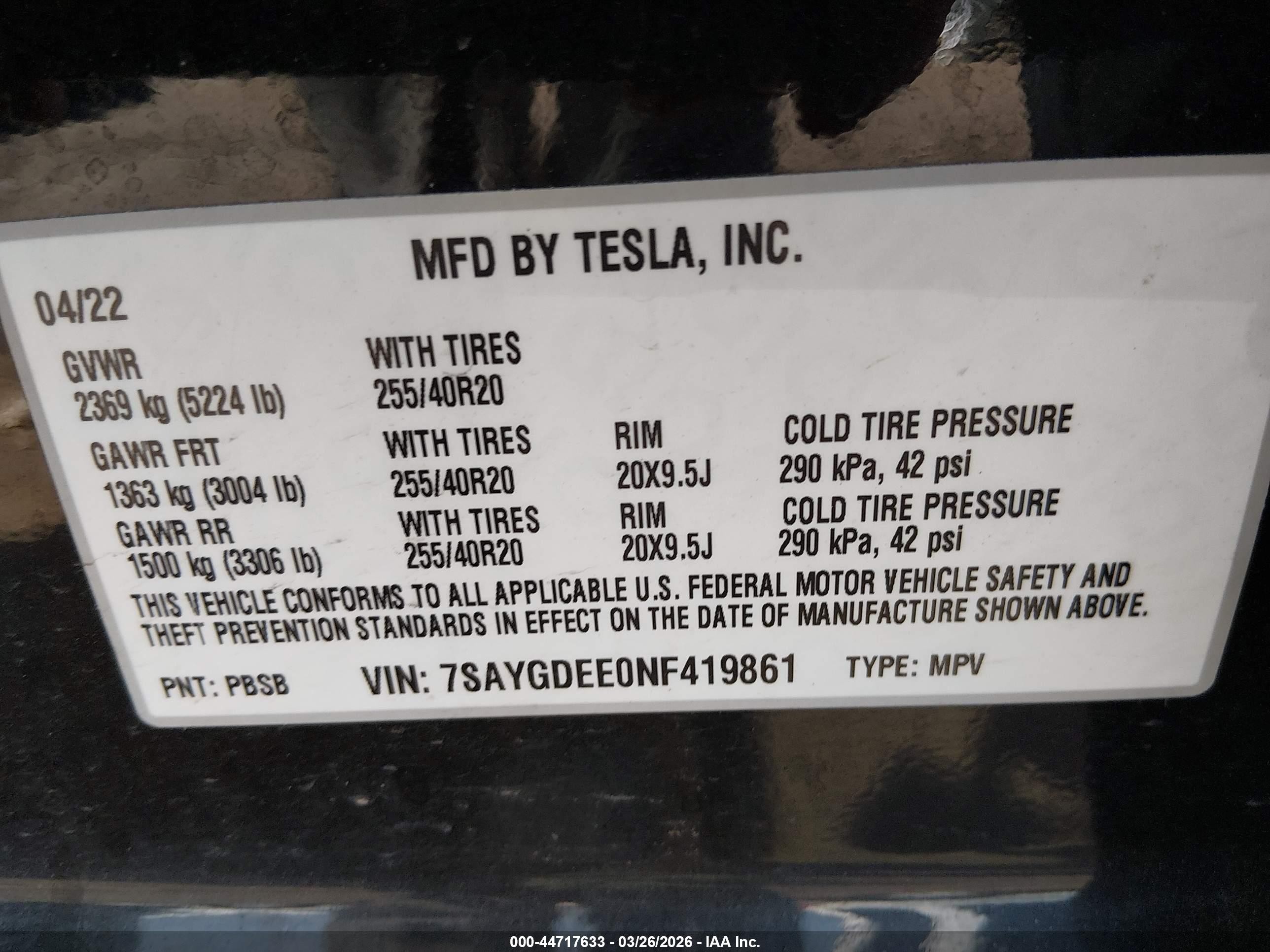 2022 Tesla Model Y Long Range Dual Motor All-wheel Drive Black vin: 7SAYGDEE0NF419861