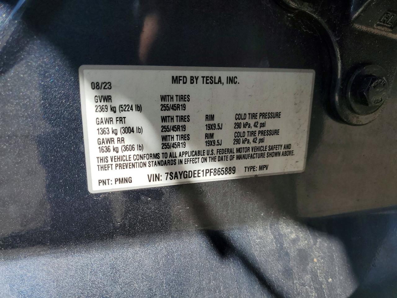2023 Tesla Model Y Серый vin: 7SAYGDEE1PF865889
