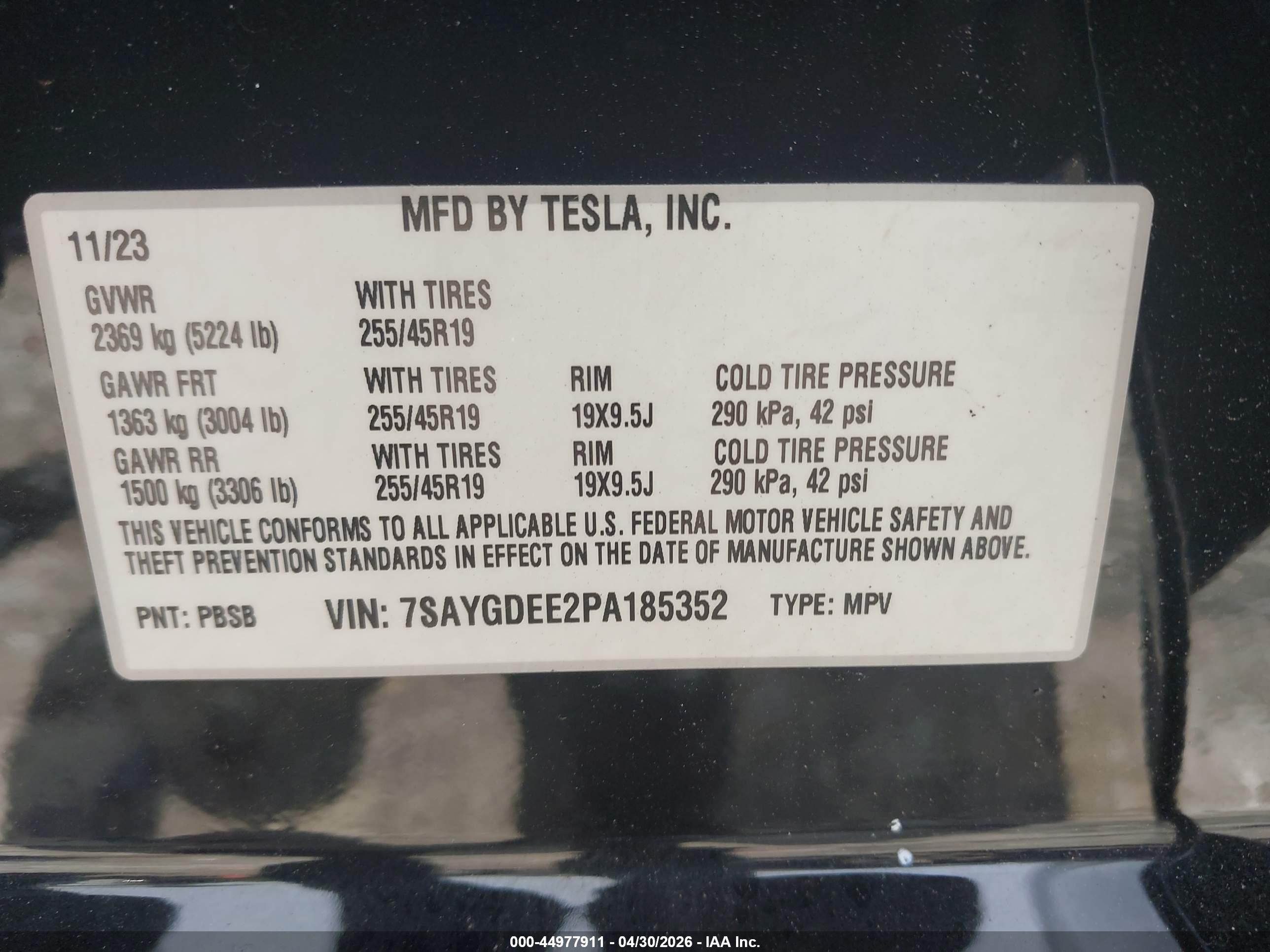 2023 Tesla Model Y Awd/long Range Dual Motor All-wheel Drive Black vin: 7SAYGDEE2PA185352