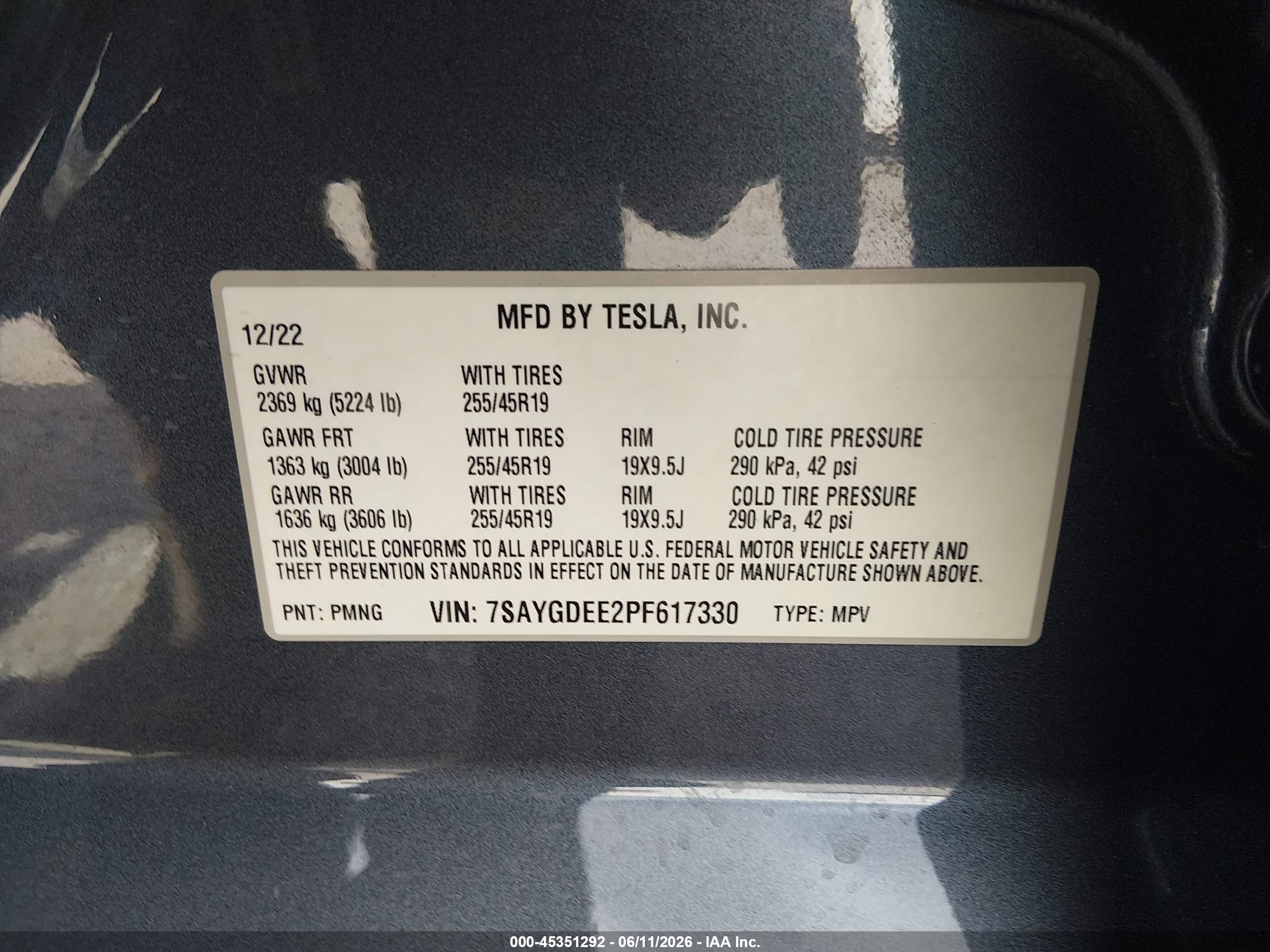 2023 Tesla Model Y Awd/long Range Dual Motor All-wheel Drive Gray vin: 7SAYGDEE2PF617330