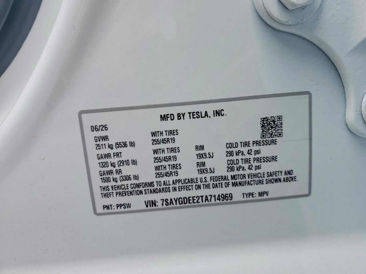 2026 Tesla Model Y White vin: 7SAYGDEE2TA714969