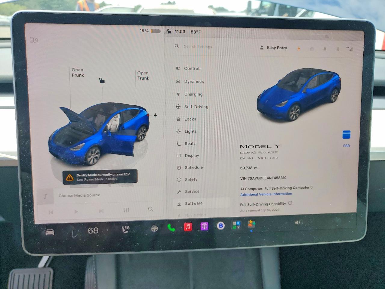 2022 Tesla Model Y Blue vin: 7SAYGDEE4NF458310