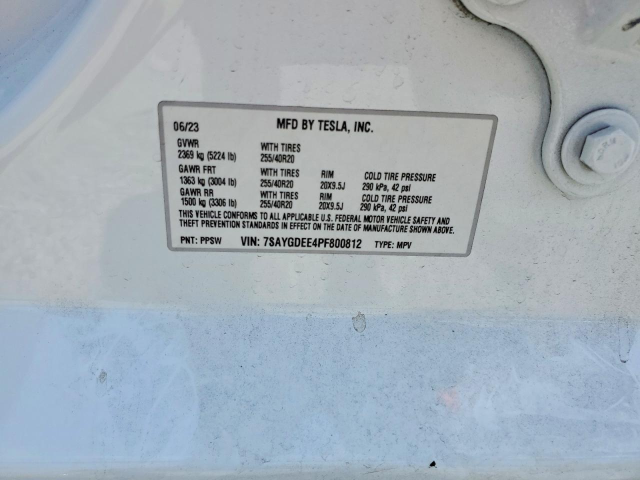 2023 Tesla Model Y White vin: 7SAYGDEE4PF800812