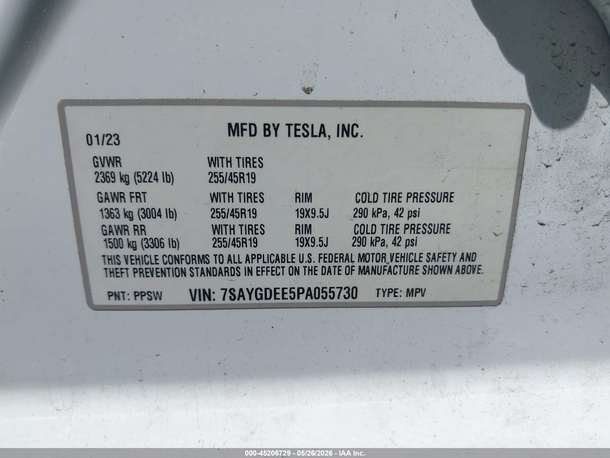 2023 Tesla Model Y Awd/long Range Dual Motor All-wheel Drive White vin: 7SAYGDEE5PA055730