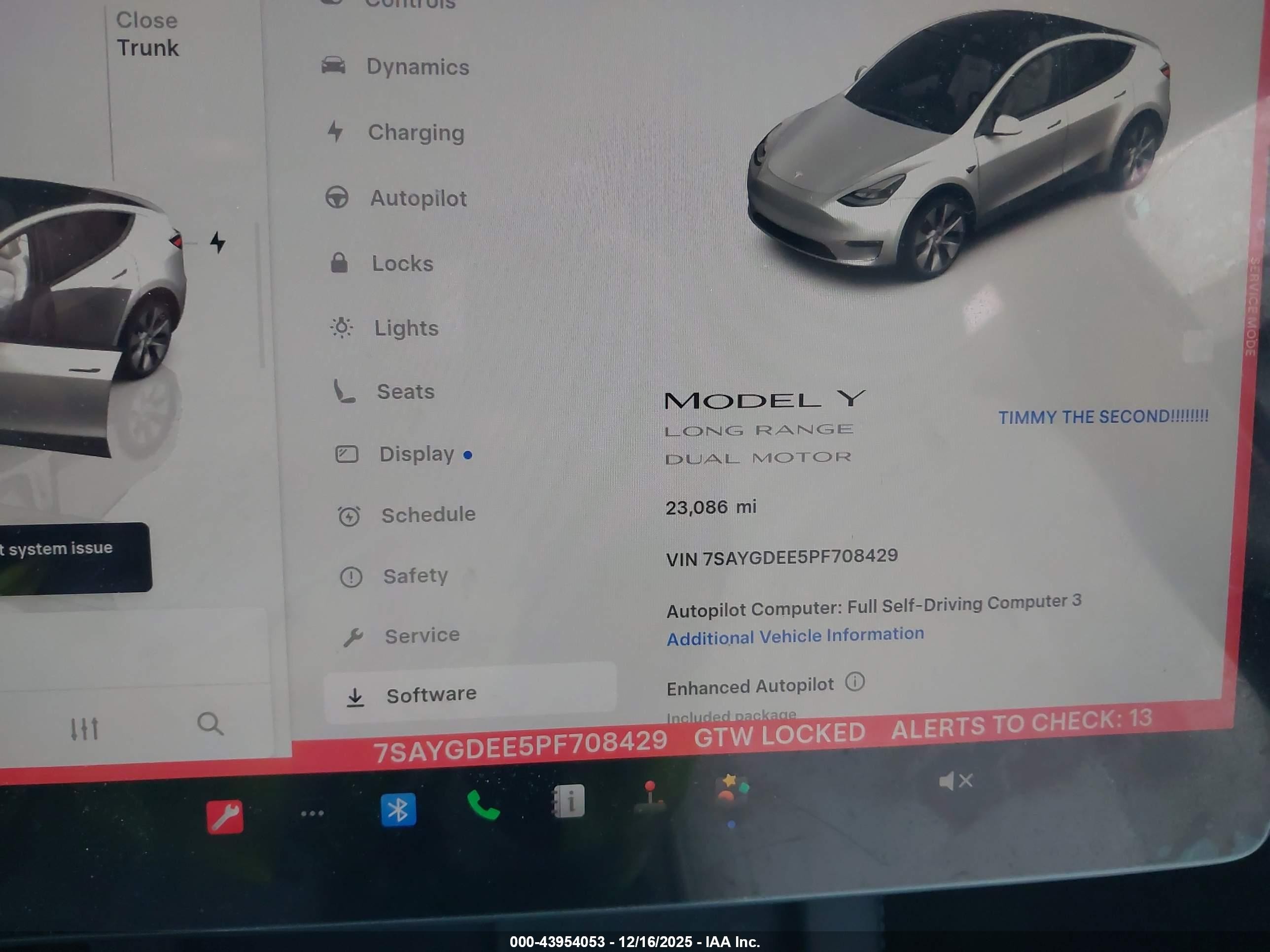 2023 Tesla Model Y Awd/long Range Dual Motor All-wheel Drive White vin: 7SAYGDEE5PF708429