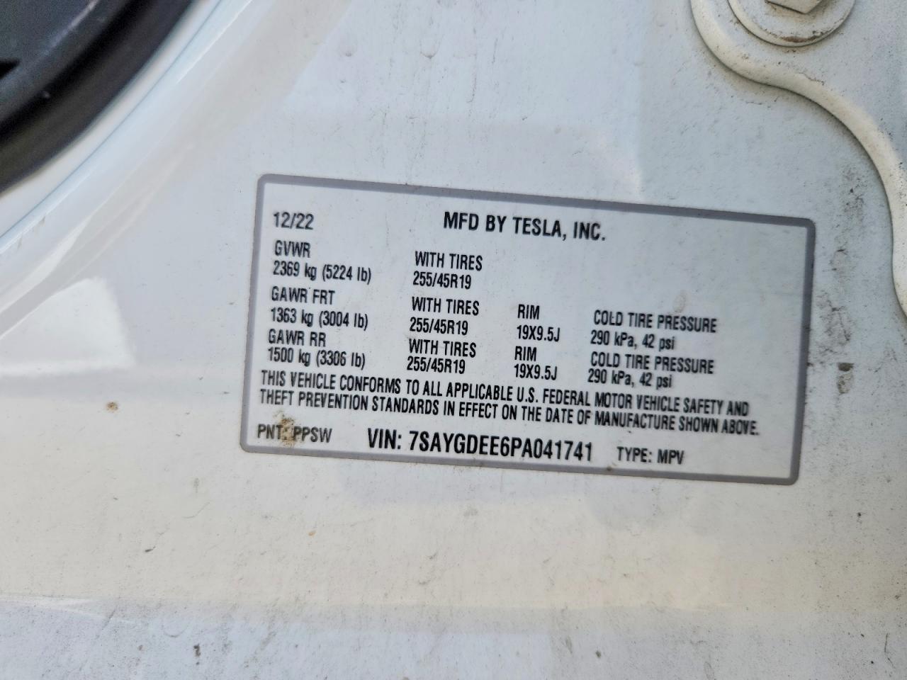 2023 Tesla Model Y White vin: 7SAYGDEE6PA041741