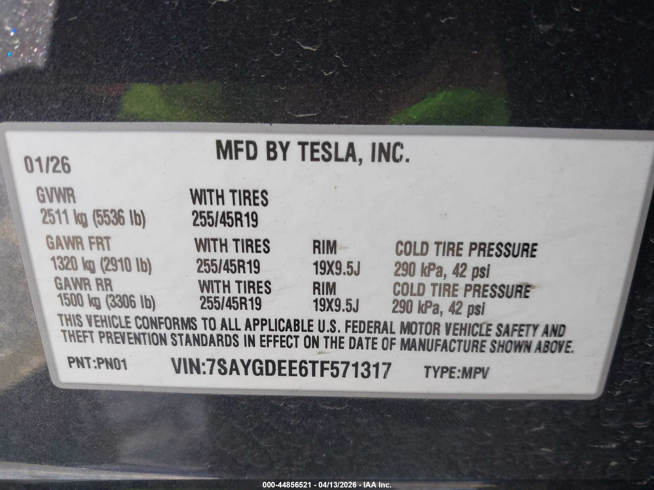 2026 Tesla Model Y All-wheel Drive/long Range Launch Series/premium All-wheel Drive Gray vin: 7SAYGDEE6TF571317