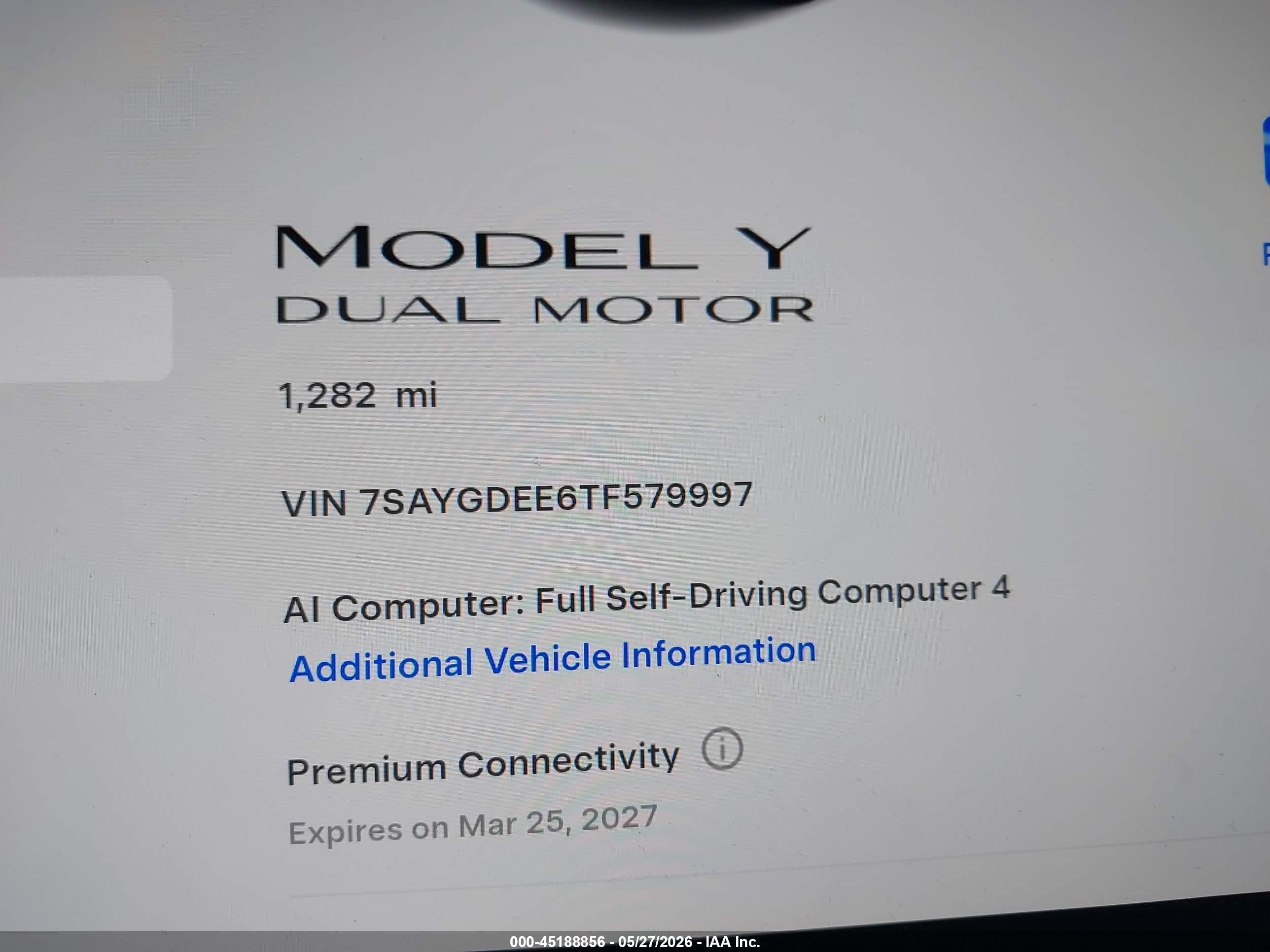 2026 Tesla Model Y All-wheel Drive/long Range Launch Series/premium Blue vin: 7SAYGDEE6TF579997