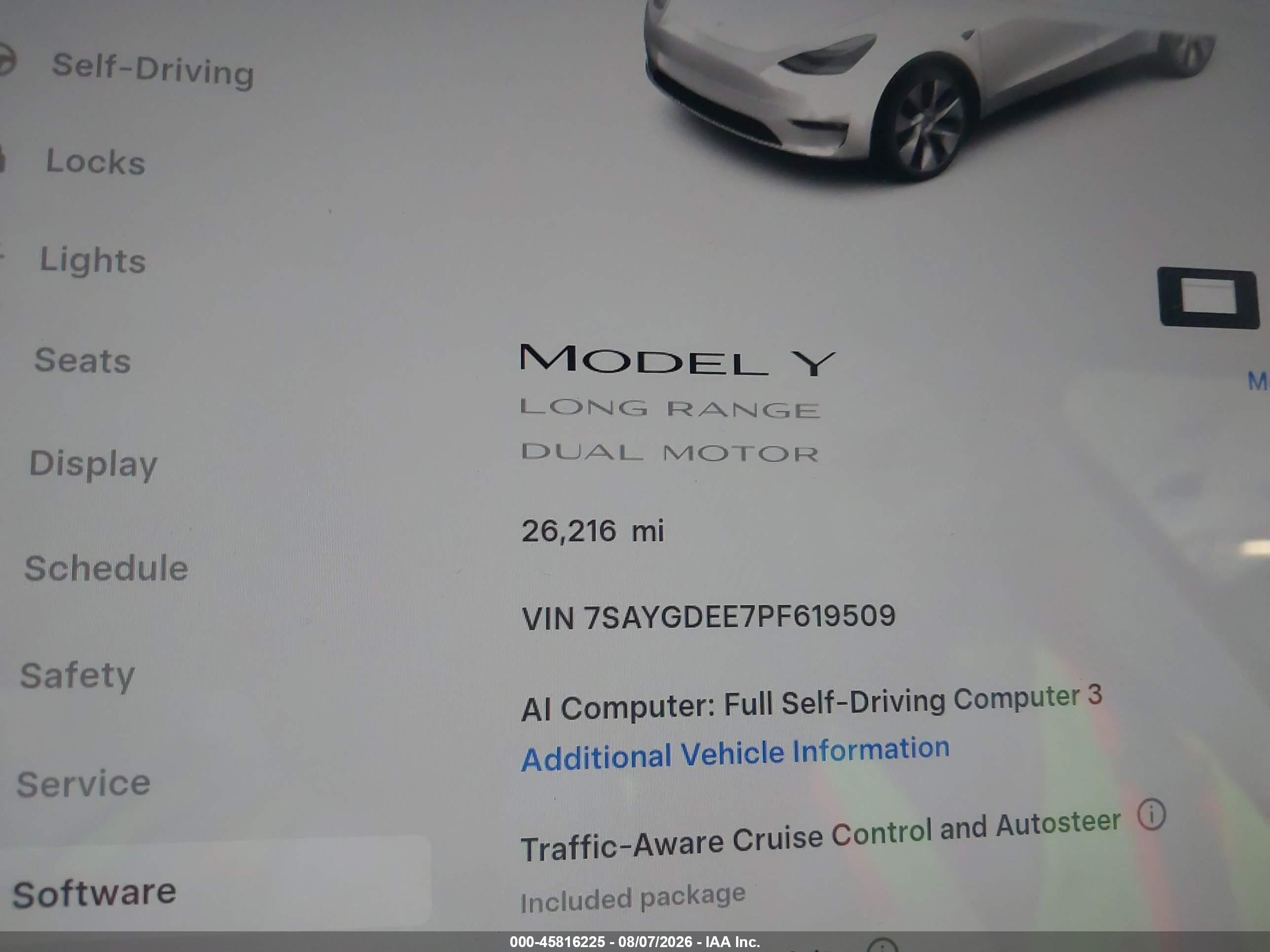 2023 Tesla Model Y Awd/long Range Dual Motor All-wheel Drive White vin: 7SAYGDEE7PF619509