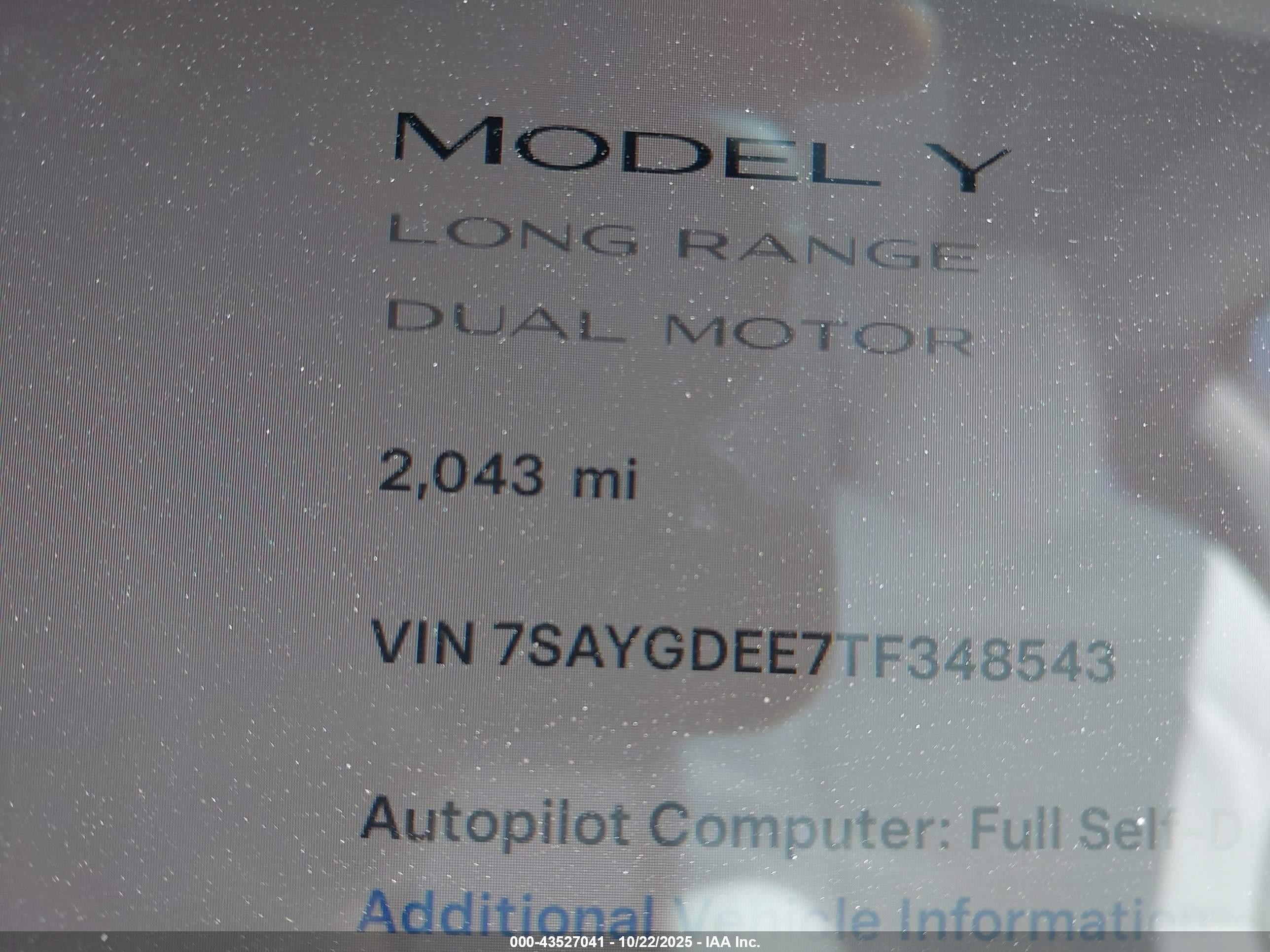2026 Tesla Model Y Long Range Dual Motor All-wheel Drive/long Range Launch Series Белый vin: 7SAYGDEE7TF348543