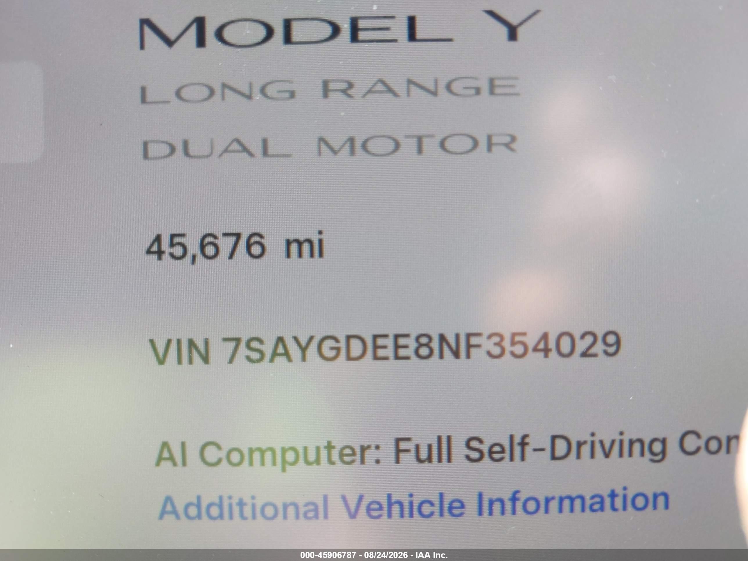 2022 Tesla Model Y Long Range Dual Motor All-wheel Drive Gray vin: 7SAYGDEE8NF354029