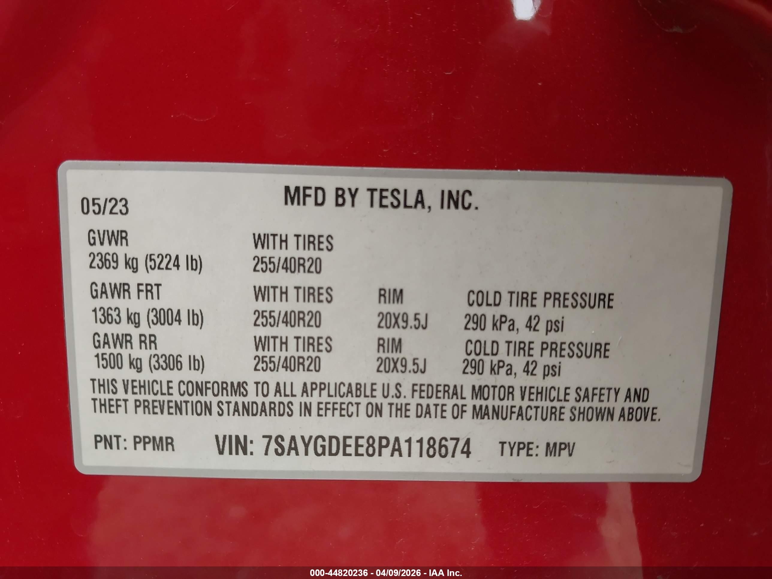 2023 Tesla Model Y   Red vin: 7SAYGDEE8PA118674
