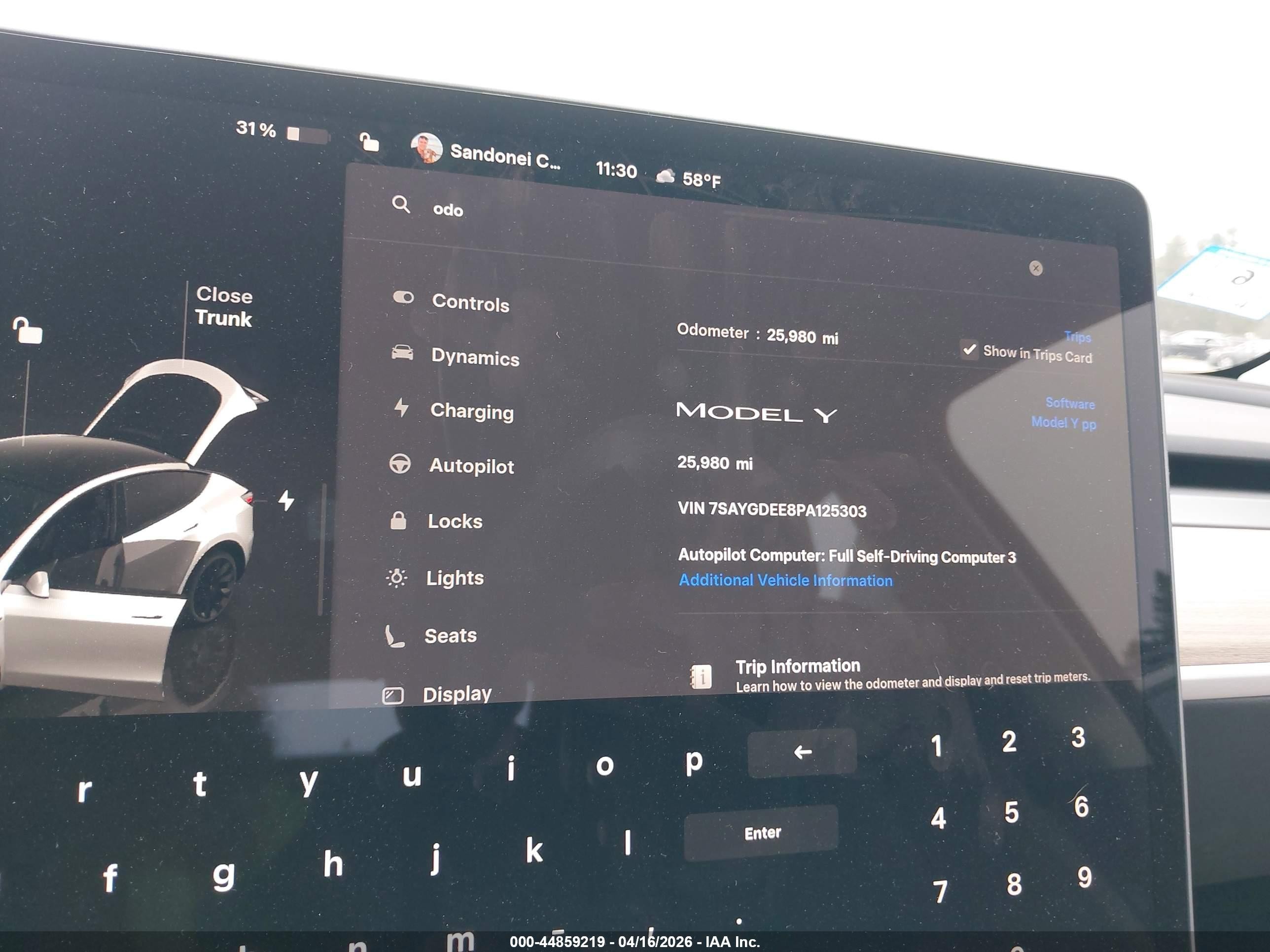 2023 Tesla Model Y Awd/long Range Dual Motor All-wheel Drive Gray vin: 7SAYGDEE8PA125303