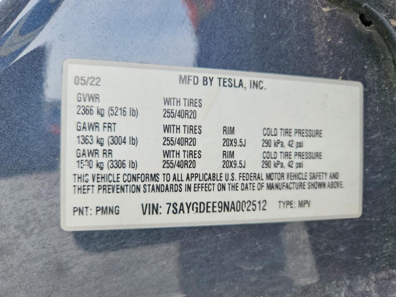 2022 Tesla Model Y Gray vin: 7SAYGDEE9NA002512