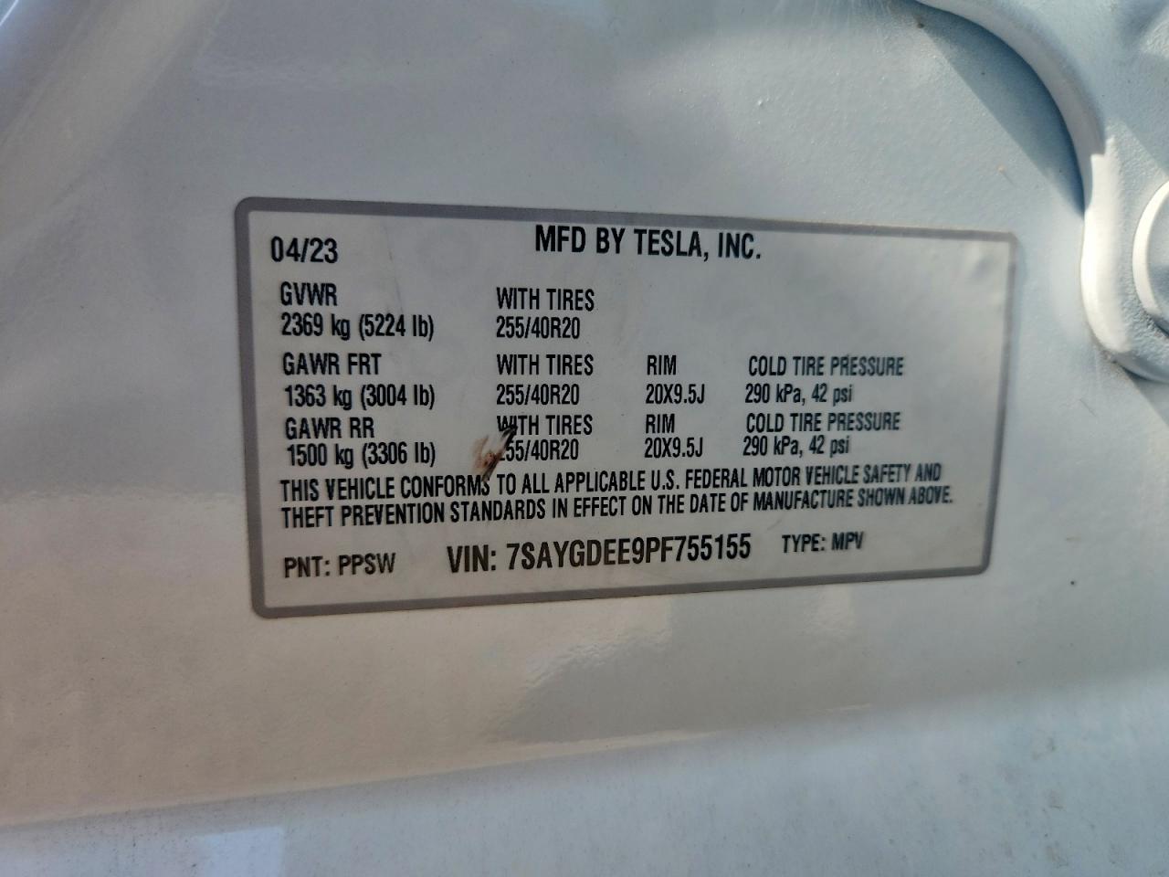 2023 Tesla Model Y Белый vin: 7SAYGDEE9PF755155