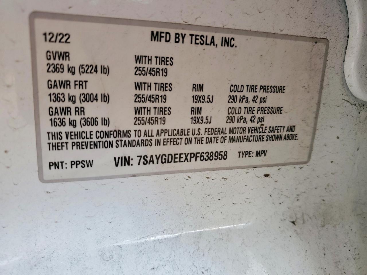 2023 Tesla Model Y White vin: 7SAYGDEEXPF638958
