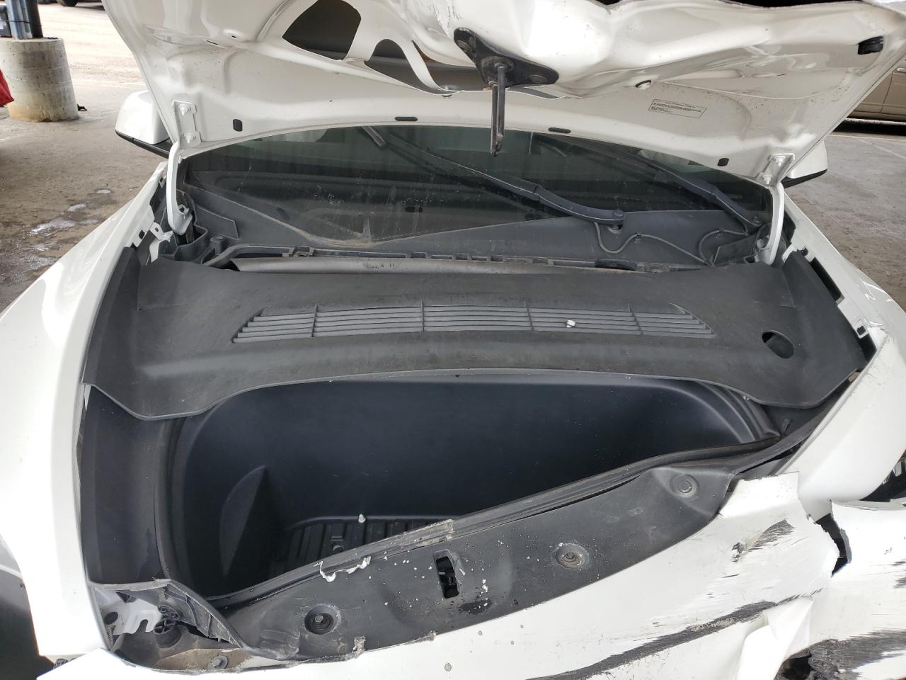2023 Tesla Model Y White vin: 7SAYGDEEXPF638958 Damage: Left Front Rail, Kinked, > 12 Inches