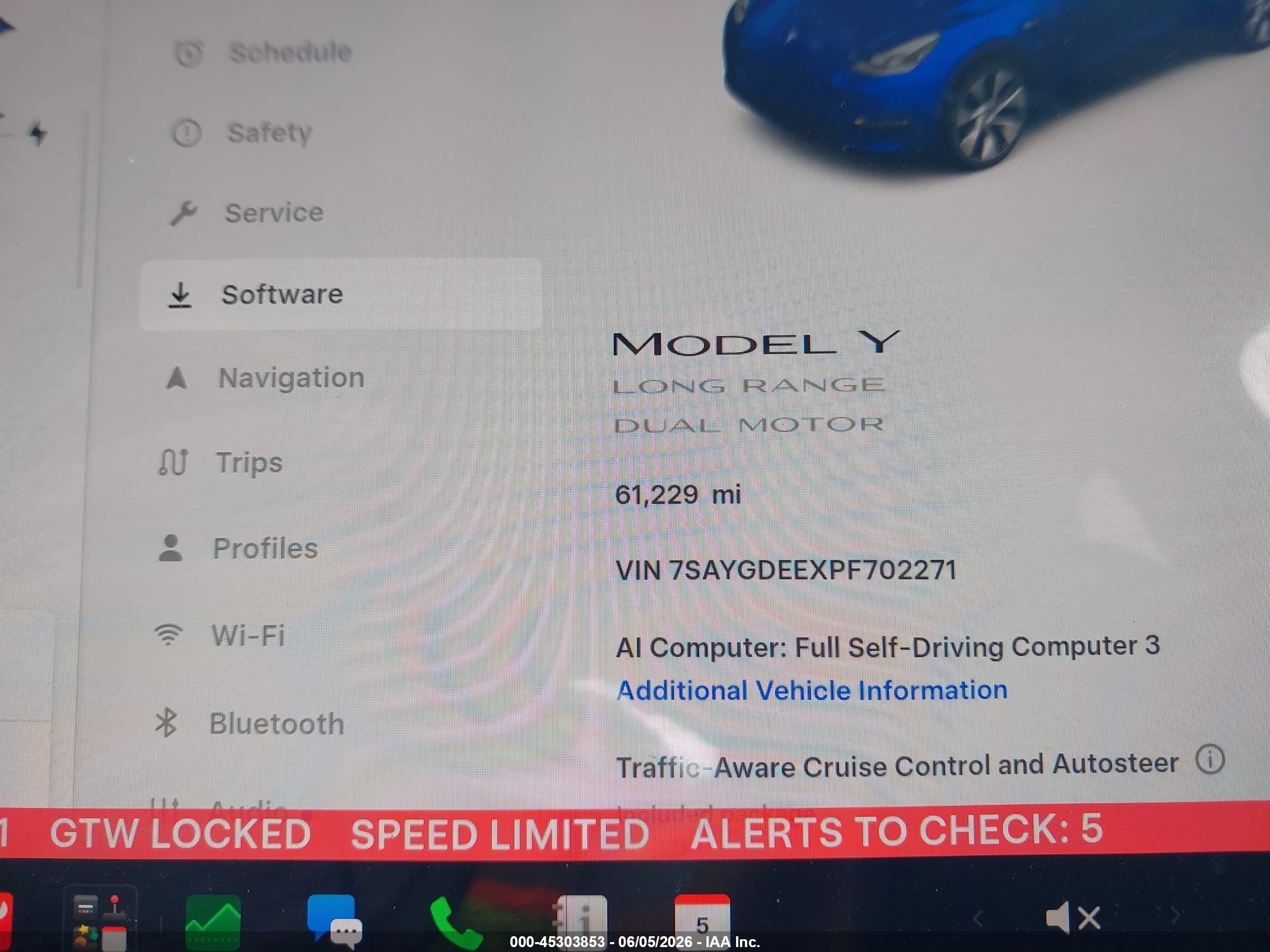 2023 Tesla Model Y Awd/long Range Dual Motor All-wheel Drive Dark Blue vin: 7SAYGDEEXPF702271