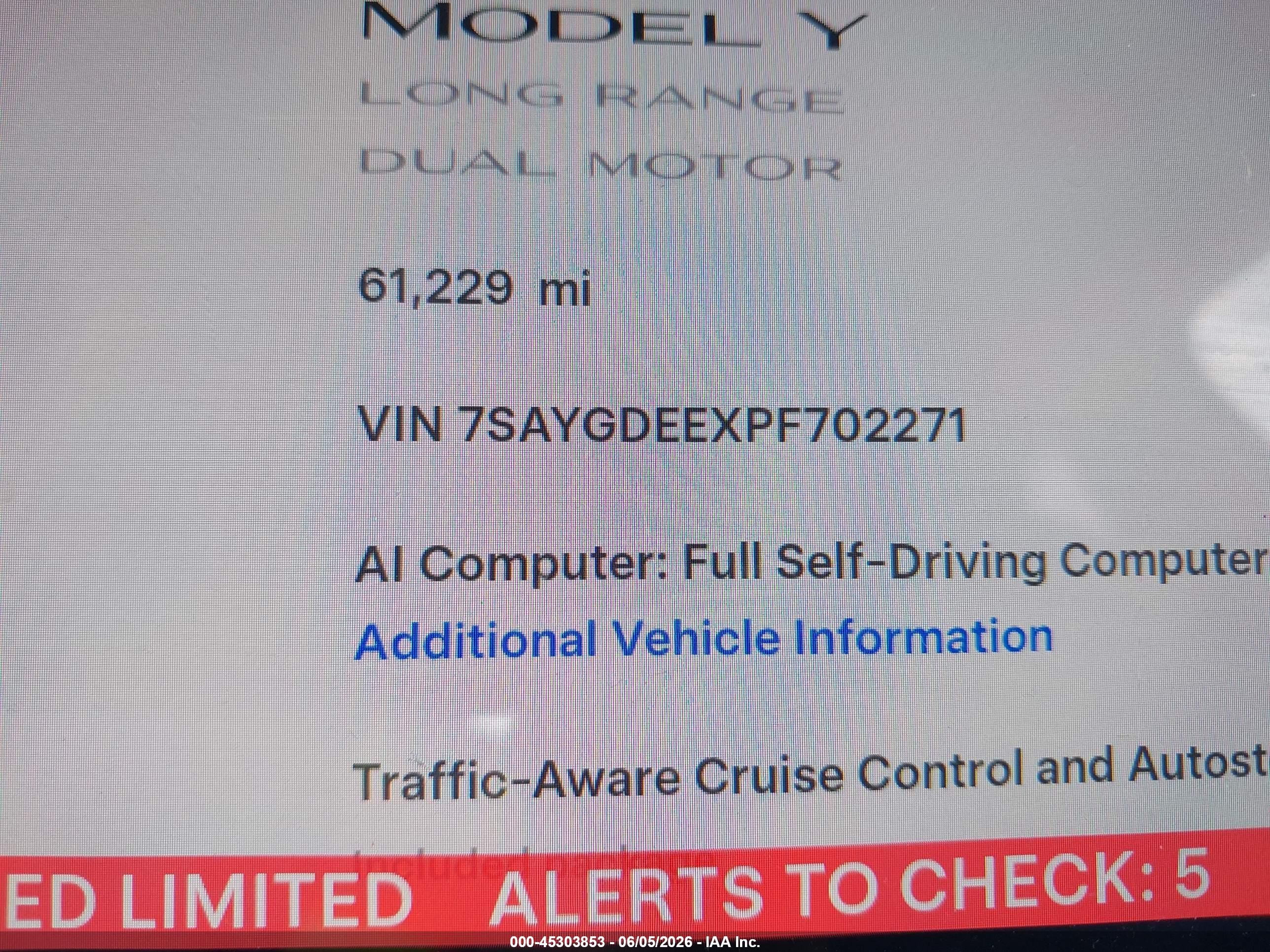 2023 Tesla Model Y Awd/long Range Dual Motor All-wheel Drive Dark Blue vin: 7SAYGDEEXPF702271