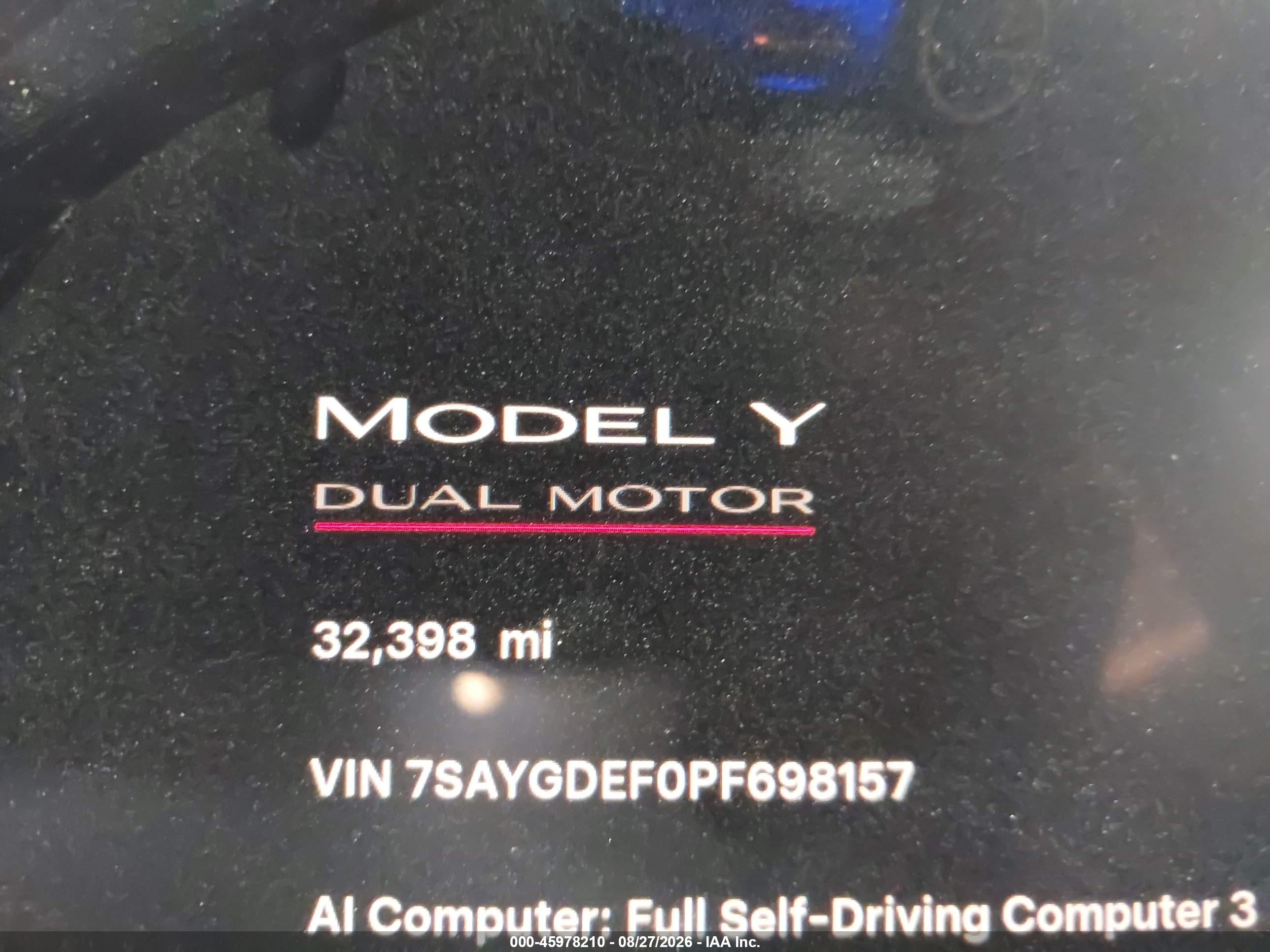 2023 Tesla Model Y Performance Dual Motor All-wheel Drive Синий vin: 7SAYGDEF0PF698157