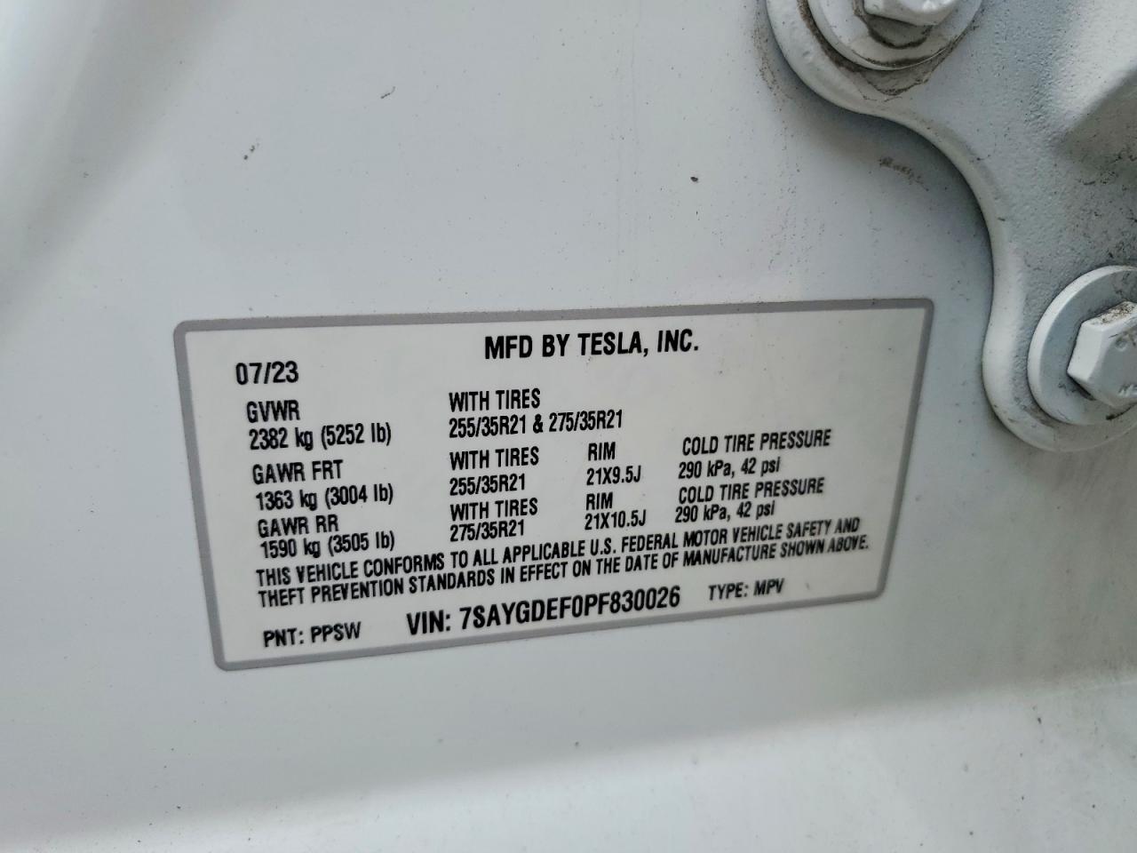 2023 Tesla Model Y White vin: 7SAYGDEF0PF830026