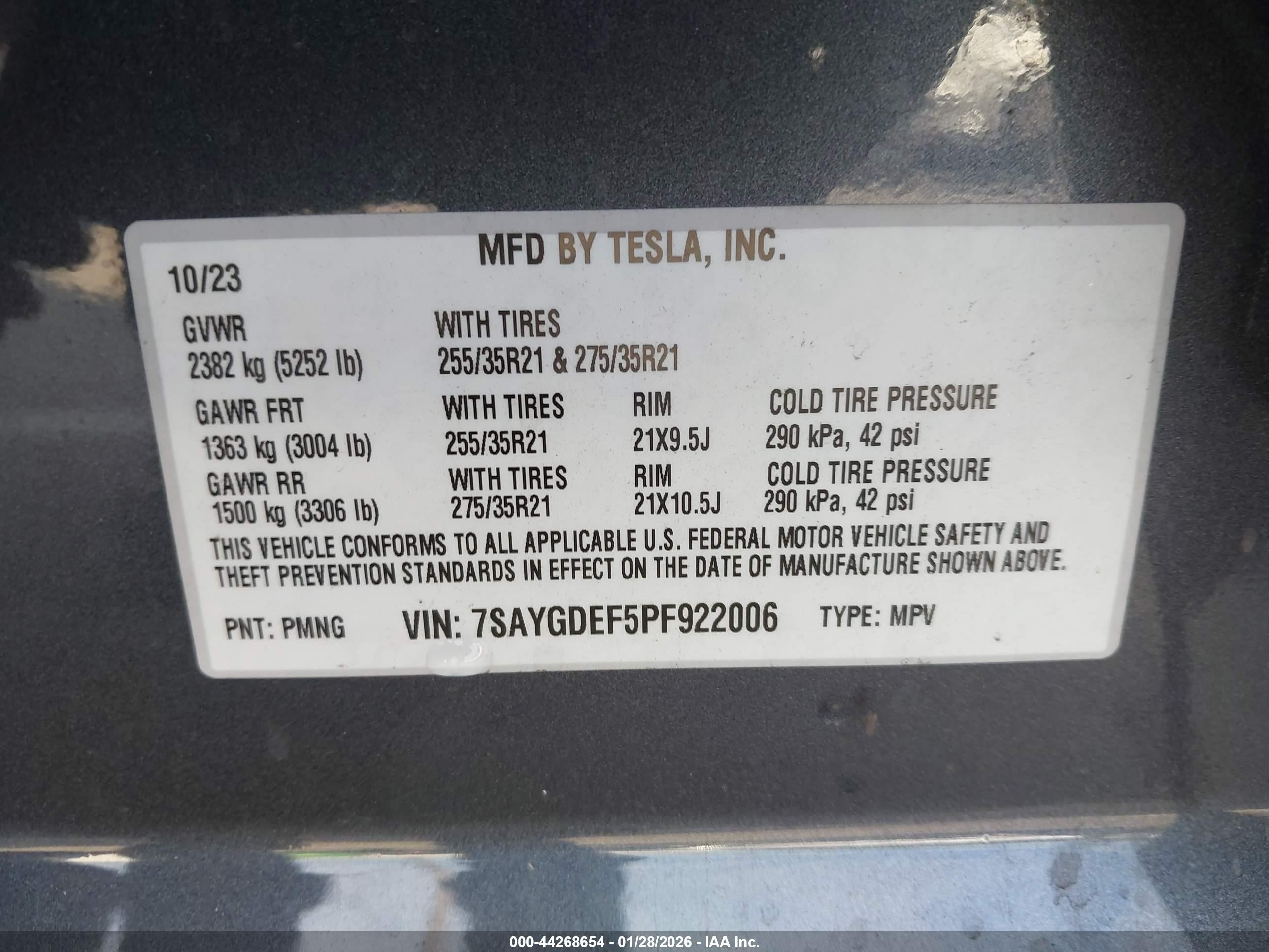 2023 Tesla Model Y Performance Dual Motor All-wheel Drive Gray vin: 7SAYGDEF5PF922006
