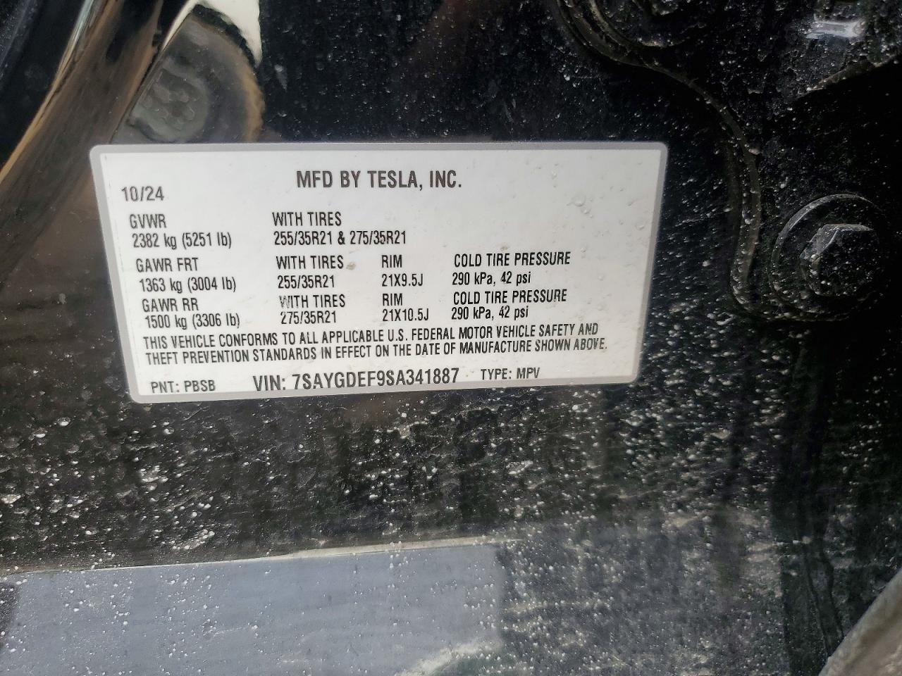 2025 Tesla Model Y Черный vin: 7SAYGDEF9SA341887