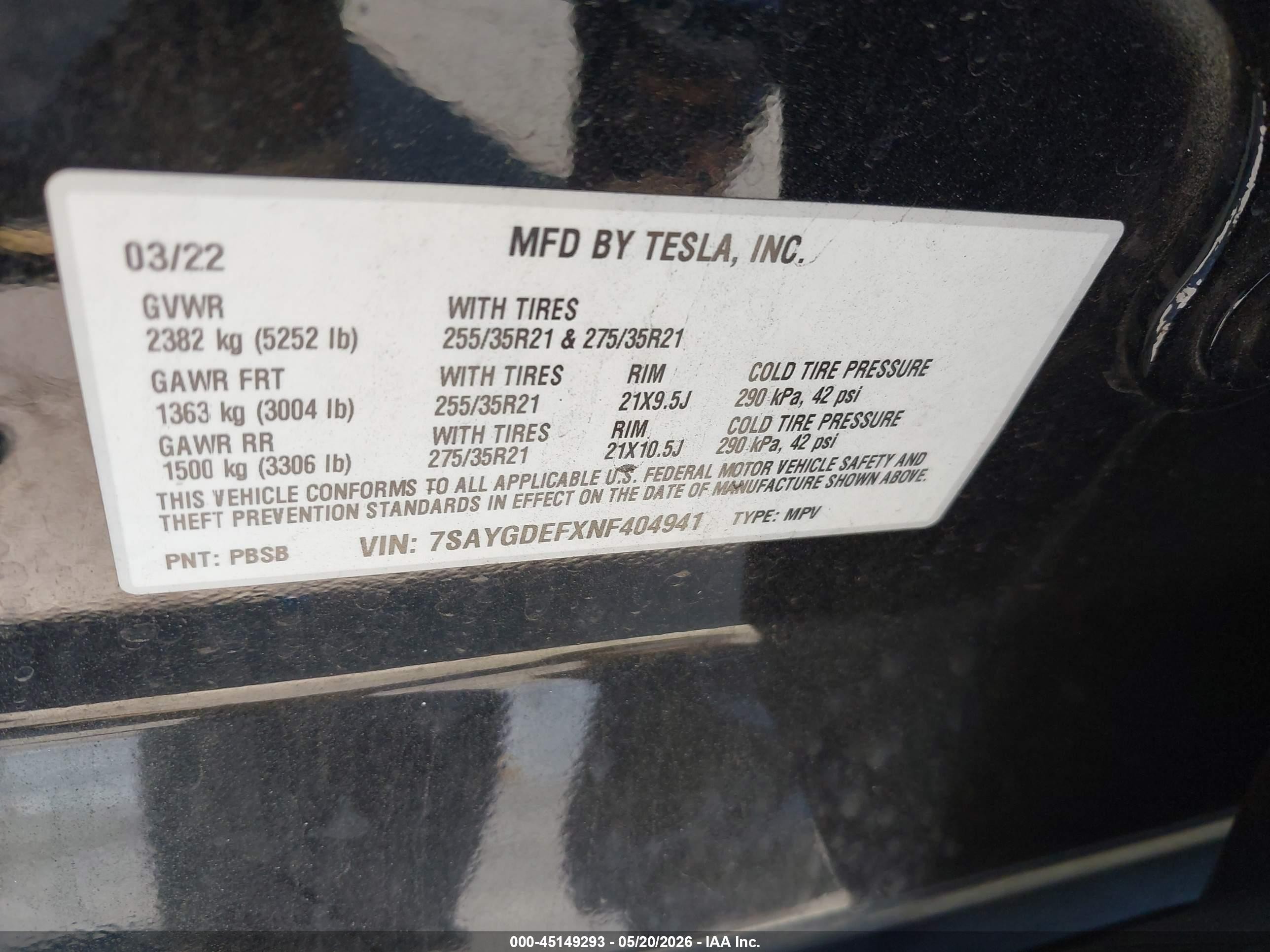 2022 Tesla Model Y Performance Dual Motor All-wheel Drive Black vin: 7SAYGDEFXNF404941