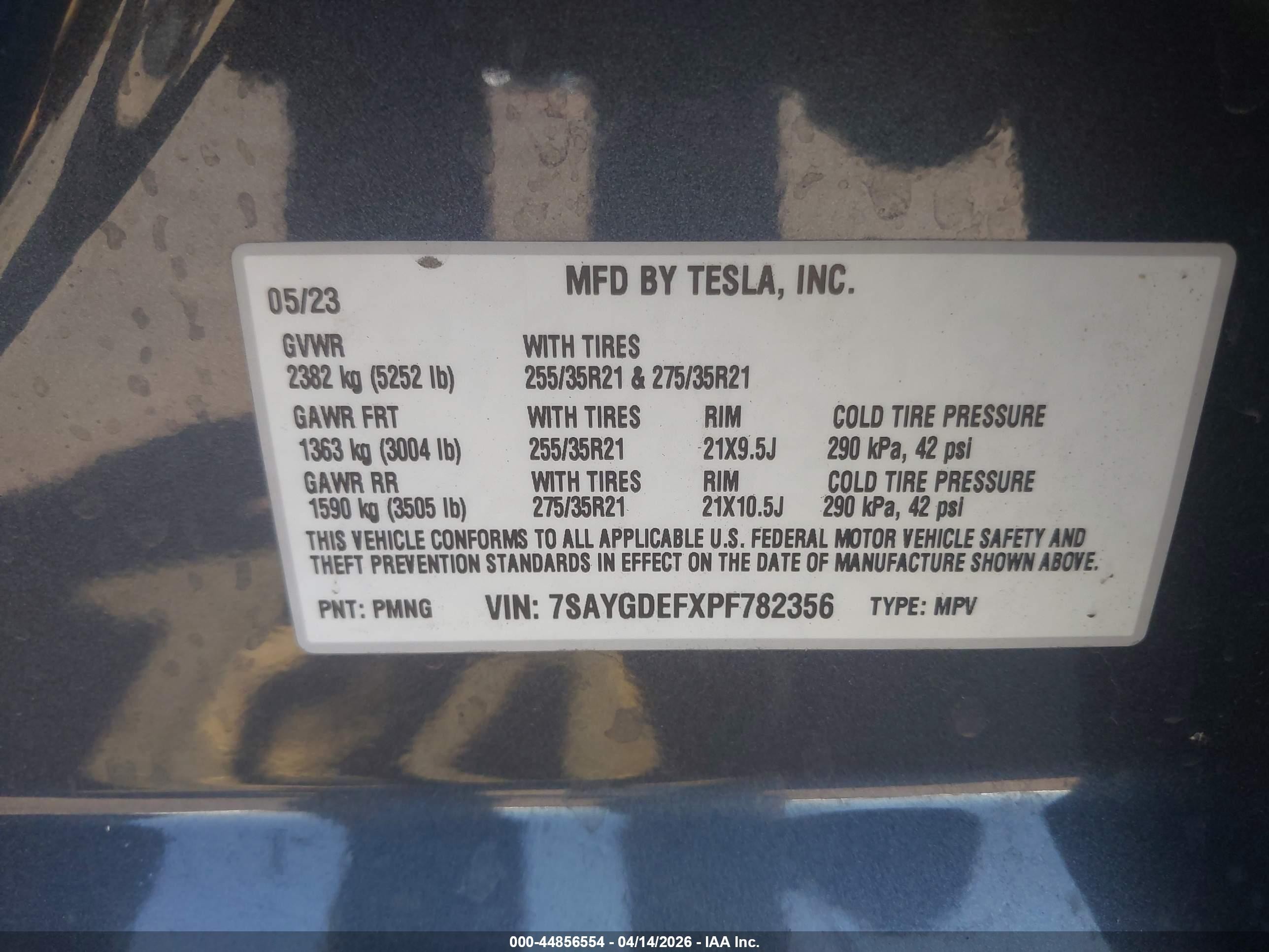 2023 Tesla Model Y Performance Dual Motor All-wheel Drive Gray vin: 7SAYGDEFXPF782356