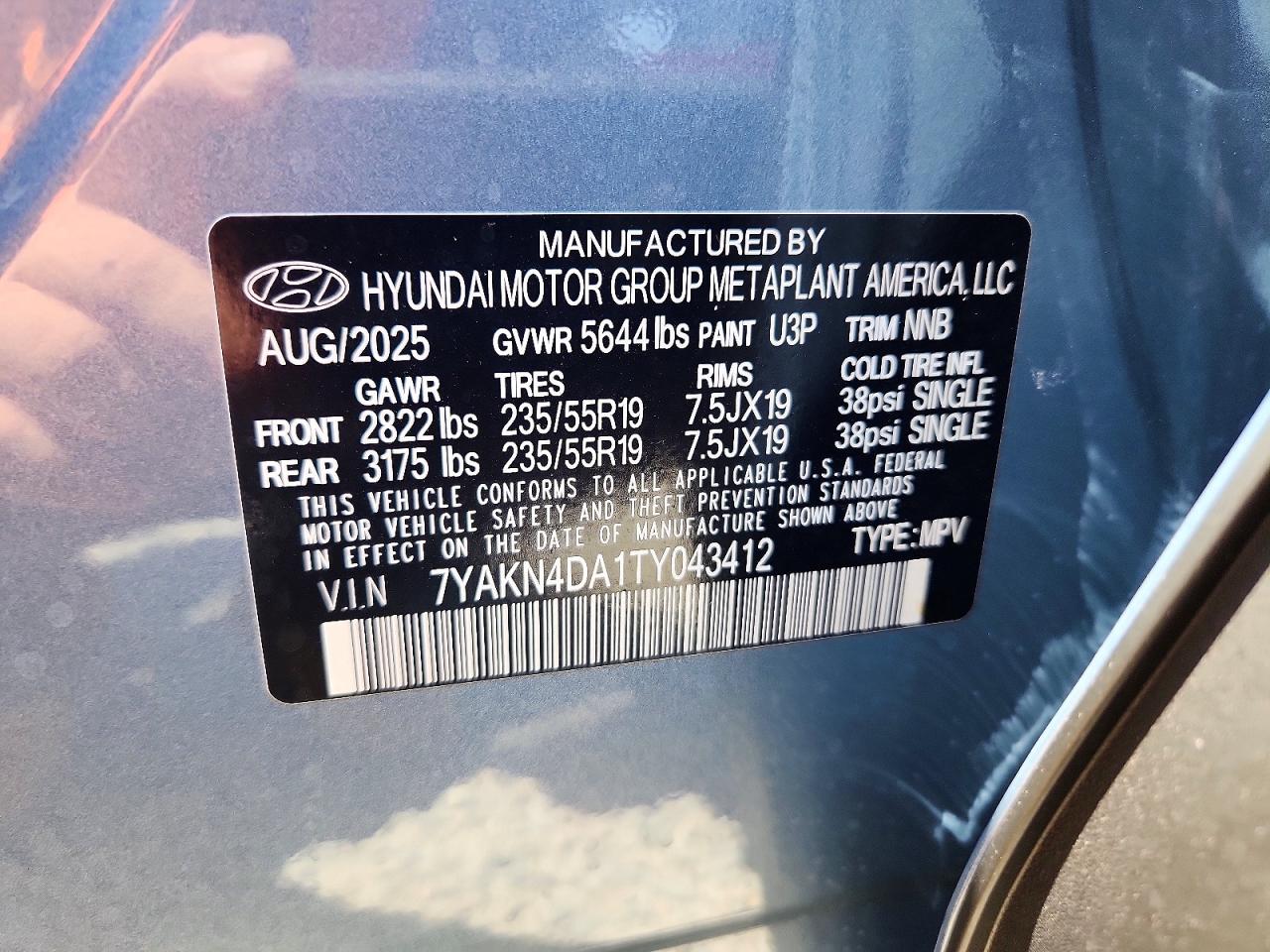 2026 Hyundai Ioniq 5 Sel Blue vin: 7YAKN4DA1TY043412
