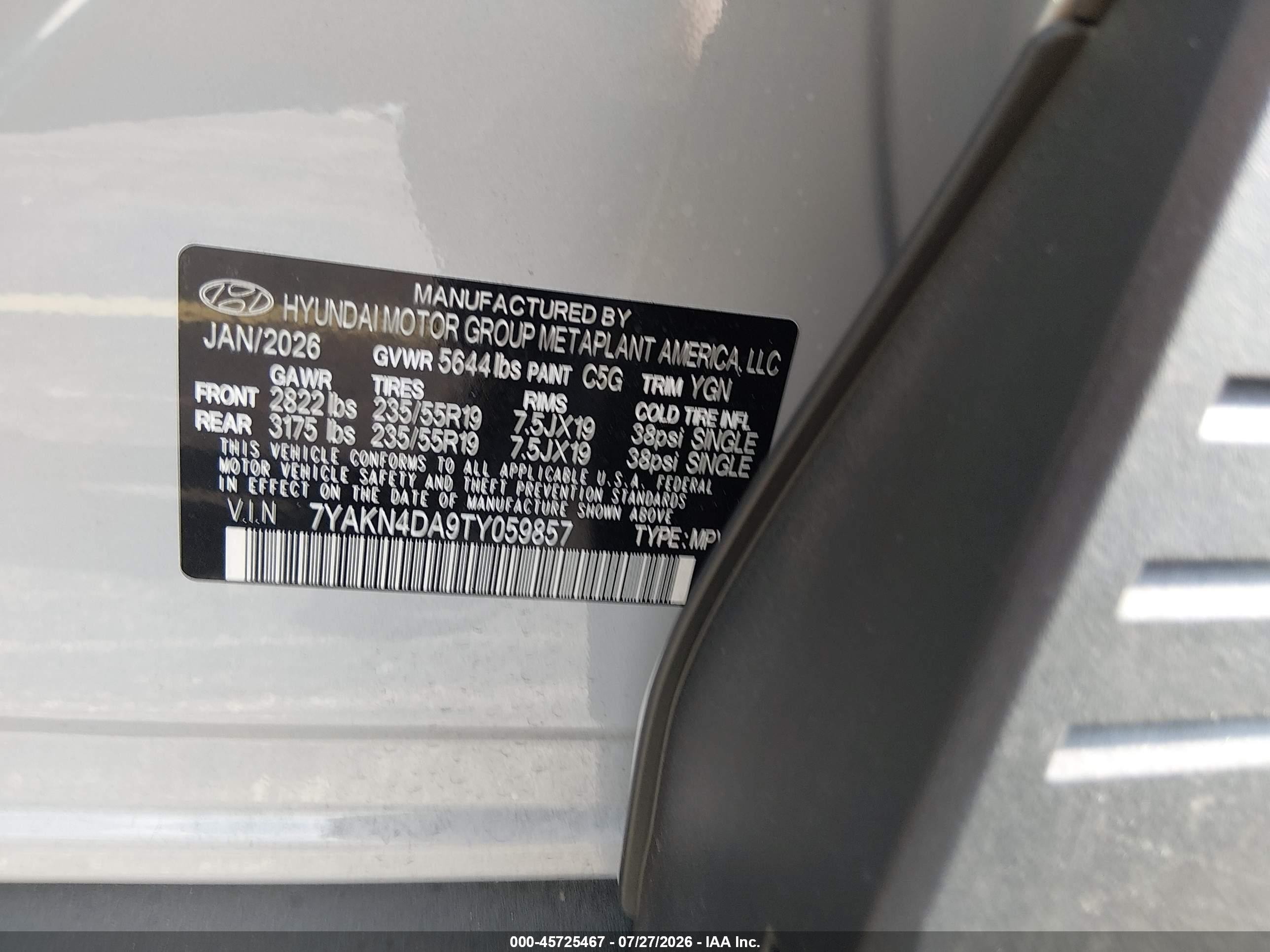 2026 Hyundai Ioniq 5 Sel Gray vin: 7YAKN4DA9TY059857