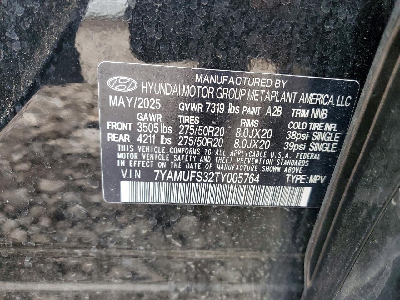 2026 Hyundai Ioniq 9 Sel Black vin: 7YAMUFS32TY005764