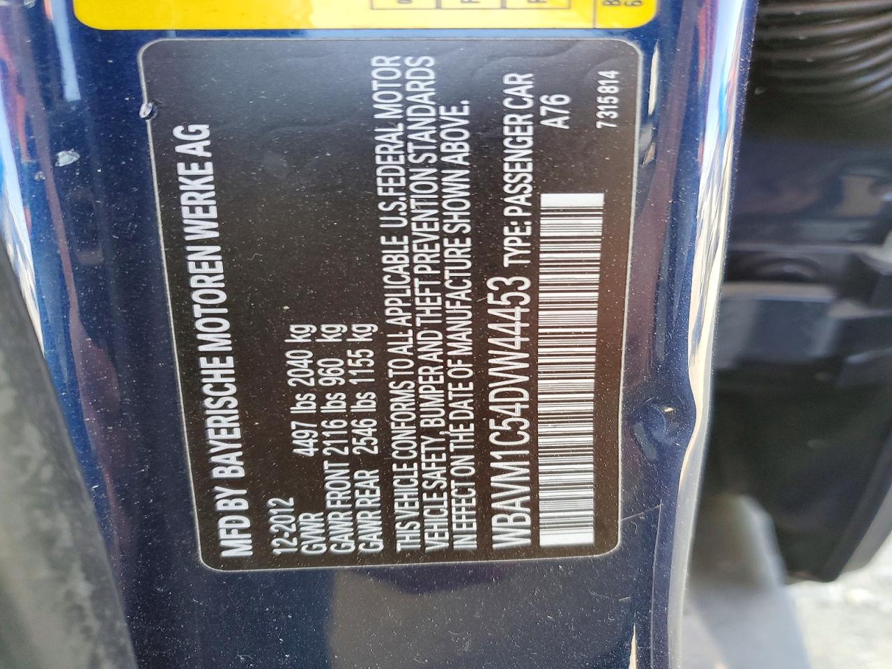 2013 Bmw X1 Sdrive28i Blue vin: WBAVM1C54DVW44453