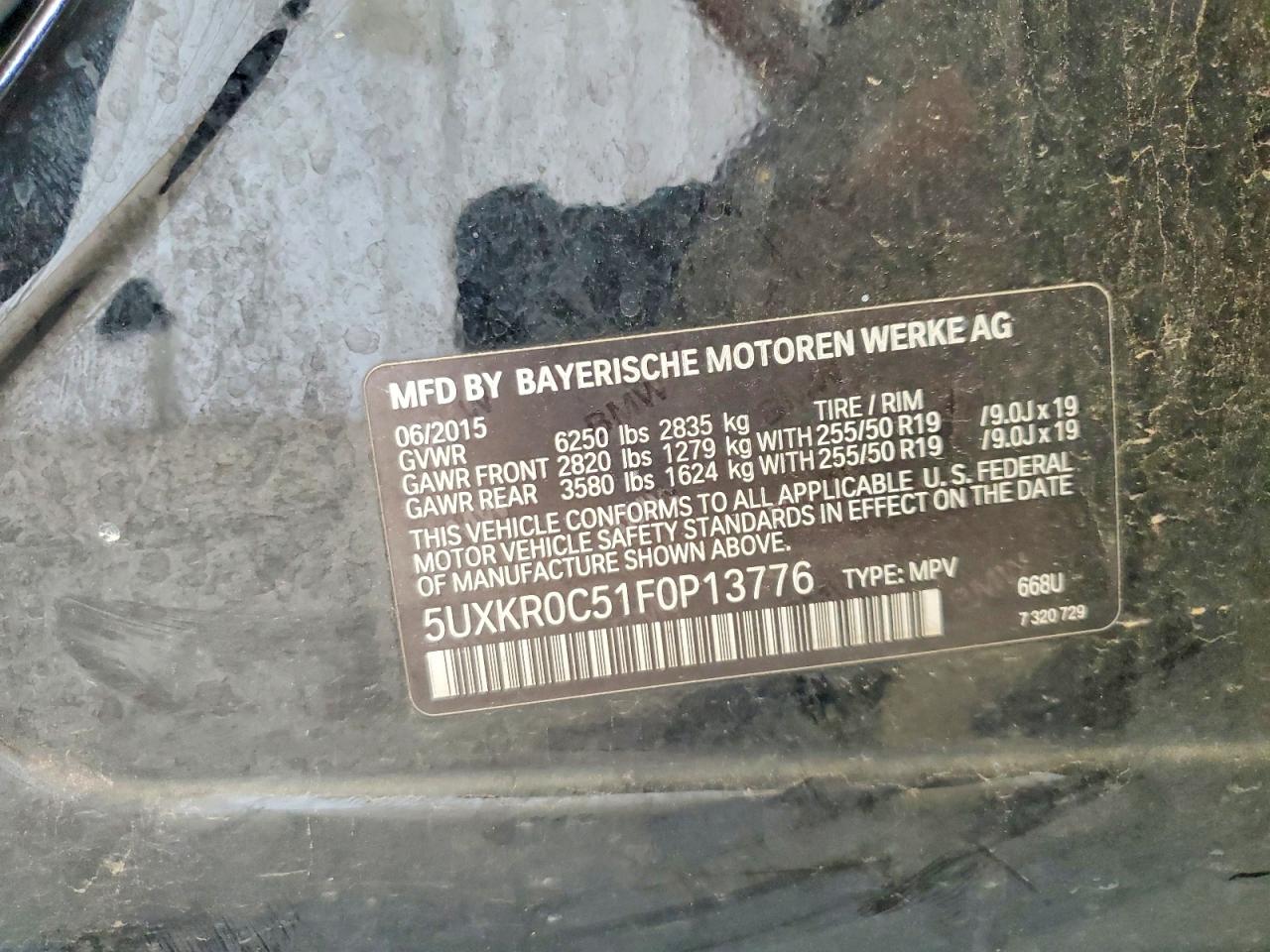 2015 Bmw X5 Xdrive35i Черный vin: 5UXKR0C51F0P13776
