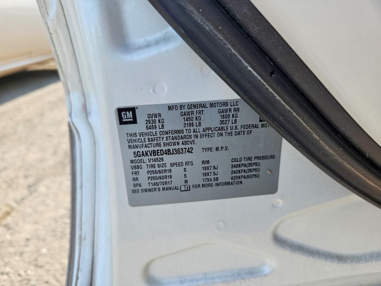 2011 Buick Enclave Cxl White vin: 5GAKVBED4BJ363742