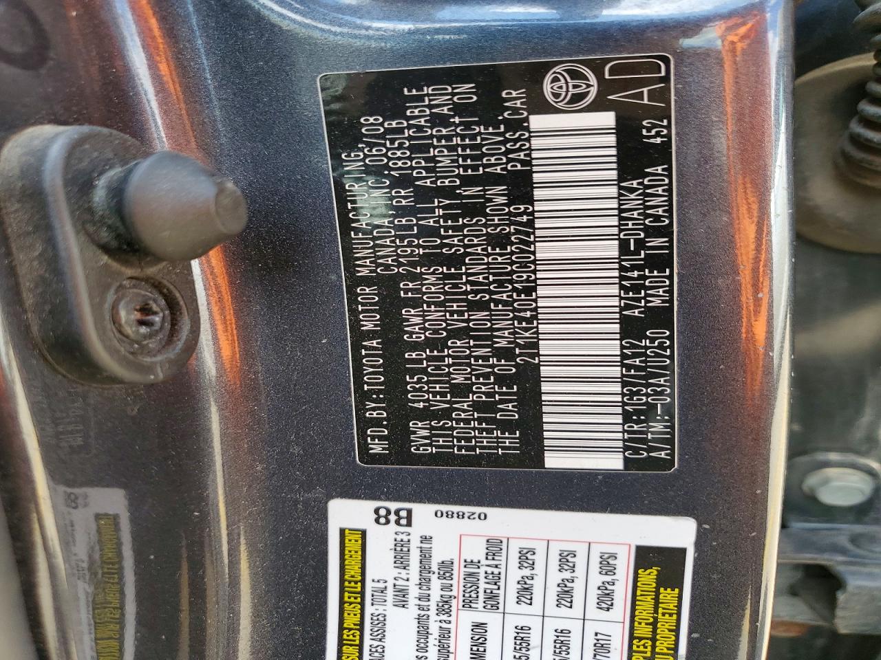 2009 Toyota Matrix S Charcoal vin: 2T1KE40E19C022749