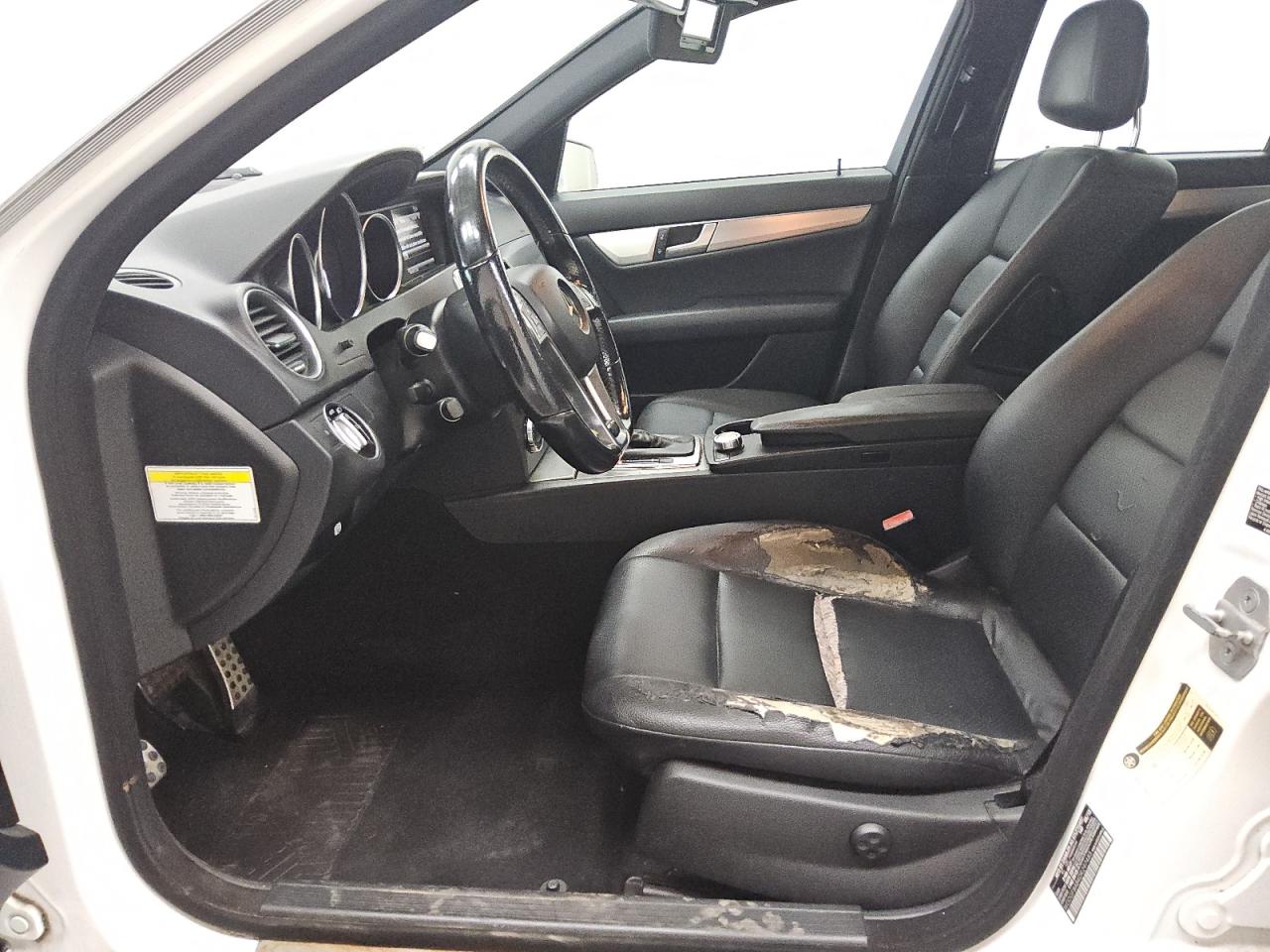 2013 Mercedes-benz C 300 4matic White vin: WDDGF8AB4DR297485 Damage: Left Front Seat, Torn, > 12 Inches
