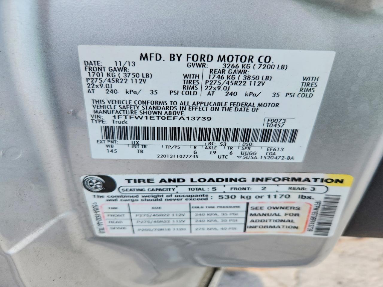 2014 Ford F150 Supercrew Silver vin: 1FTFW1ET0EFA13739