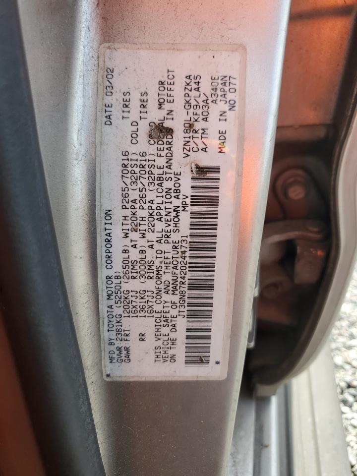2002 Toyota 4runner Limited Золотой vin: JT3GN87R420244731