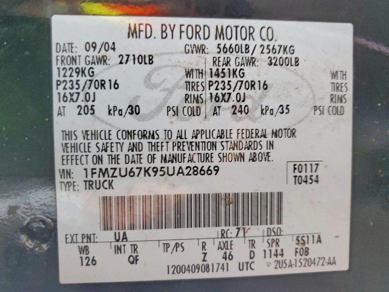 2005 Ford Explorer Sport Trac Black vin: 1FMZU67K95UA28669