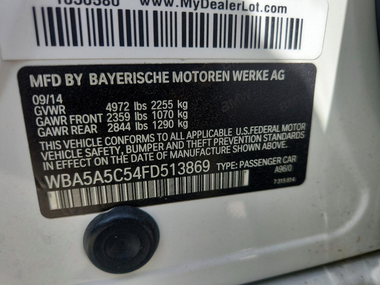 2015 Bmw 528 I White vin: WBA5A5C54FD513869
