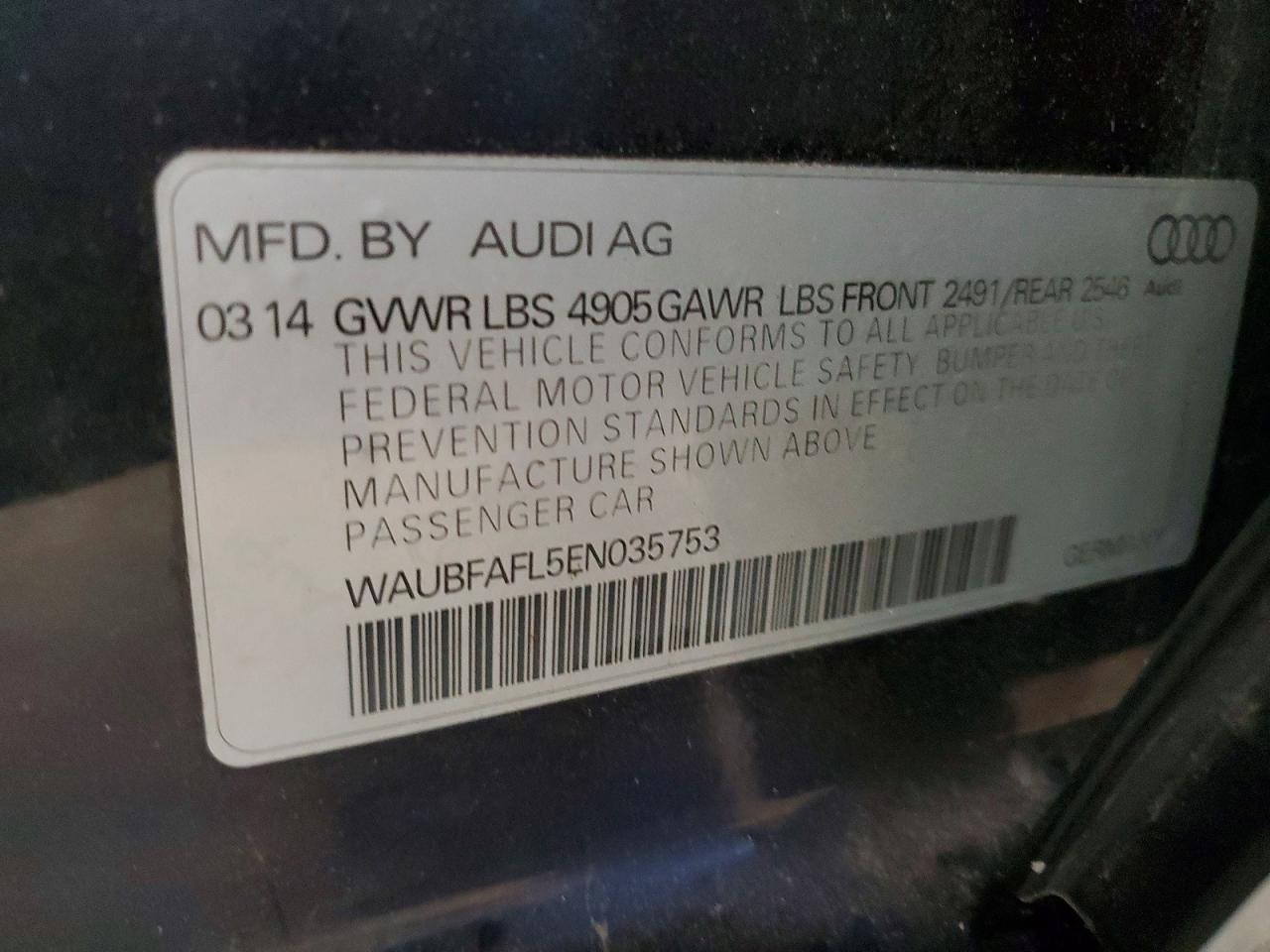 2014 Audi A4 Premium Blue vin: WAUBFAFL5EN035753