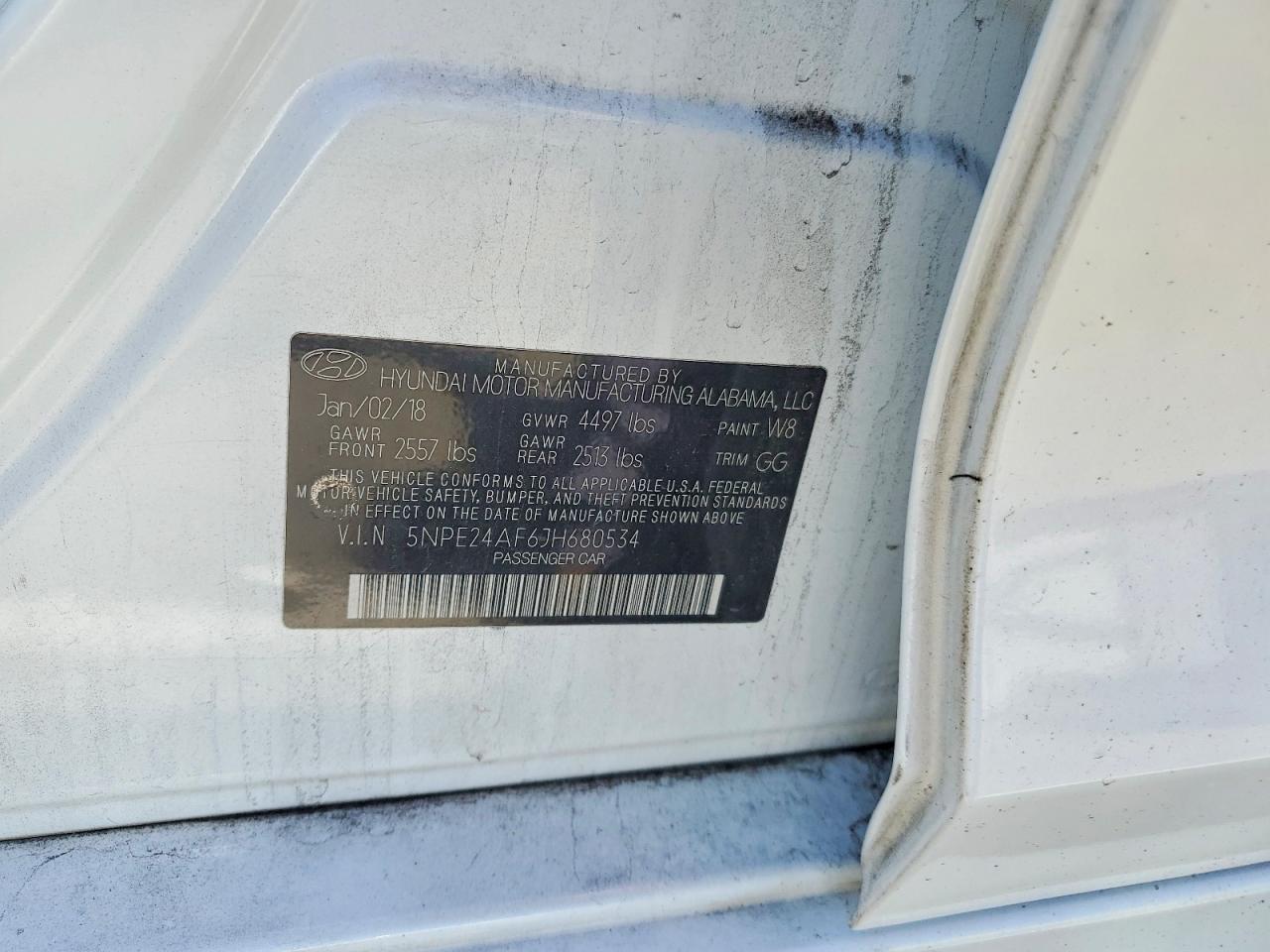 2018 Hyundai Sonata Se White vin: 5NPE24AF6JH680534