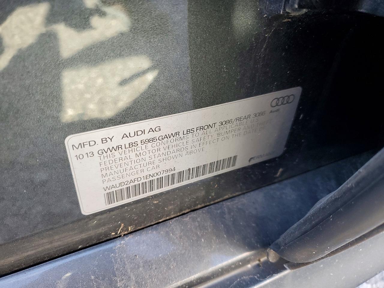 2014 Audi S8 Quattro Gray vin: WAUD2AFD1EN007994